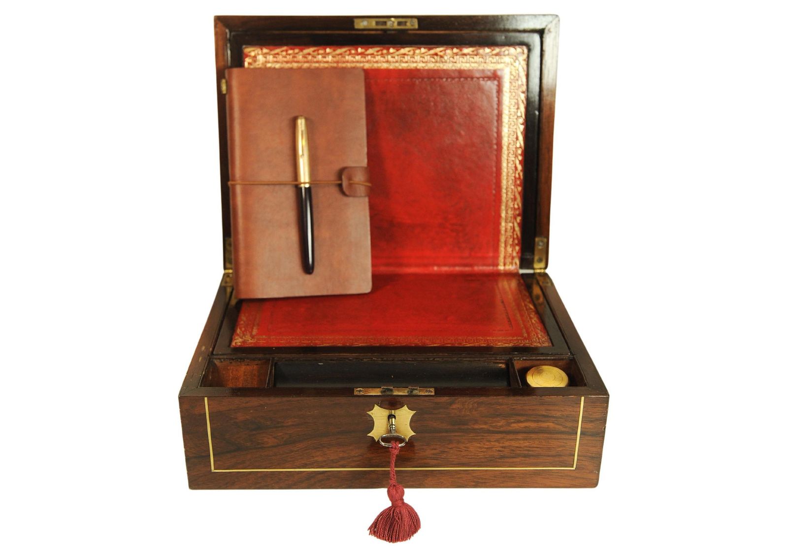 Victorian Rosewood Writing Slope With Brass & Leather Inlay, Circa 1880's photo vintage
