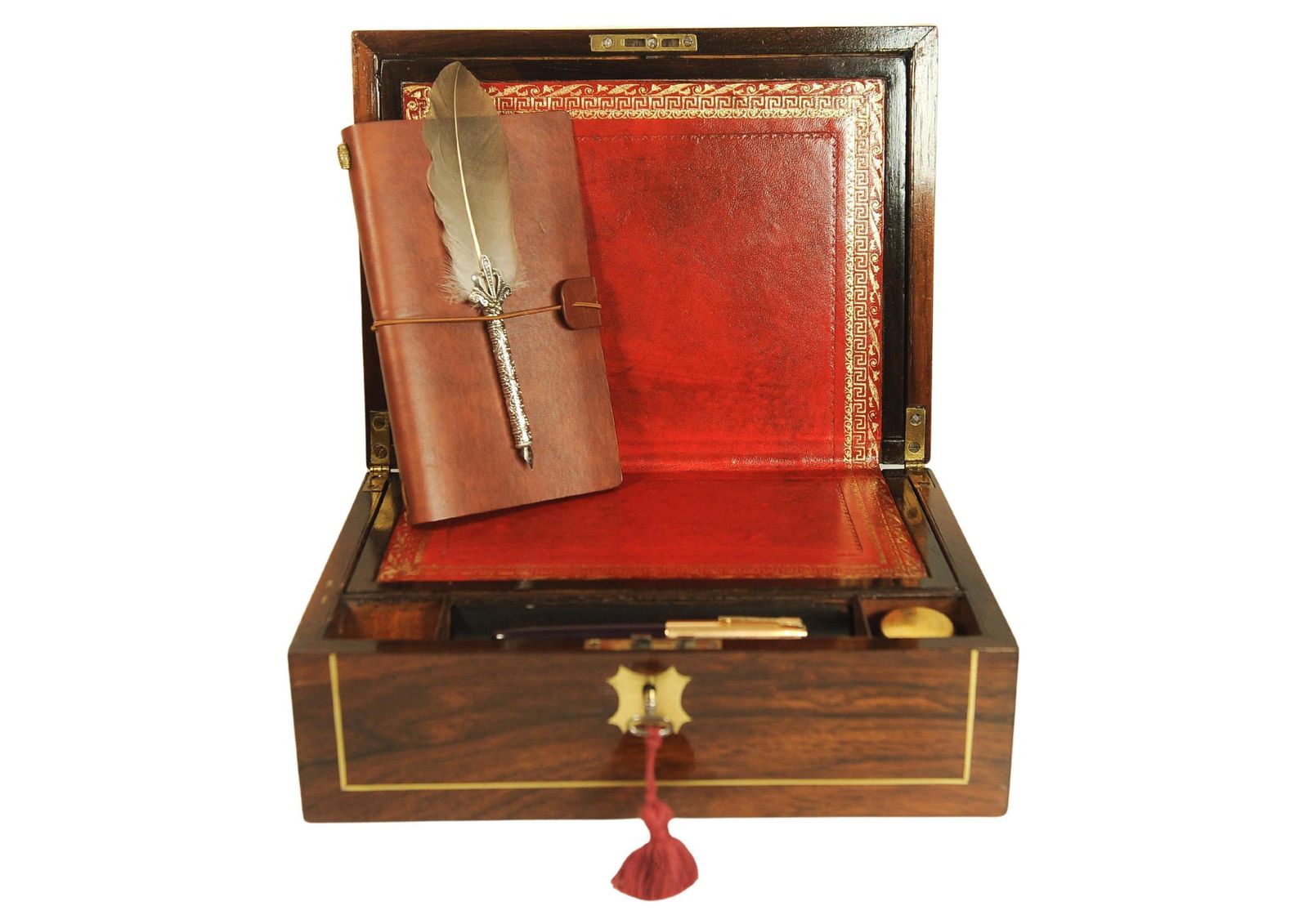 Victorian Rosewood Writing Slope With Brass & Leather Inlay, Circa 1880's photo for sale
