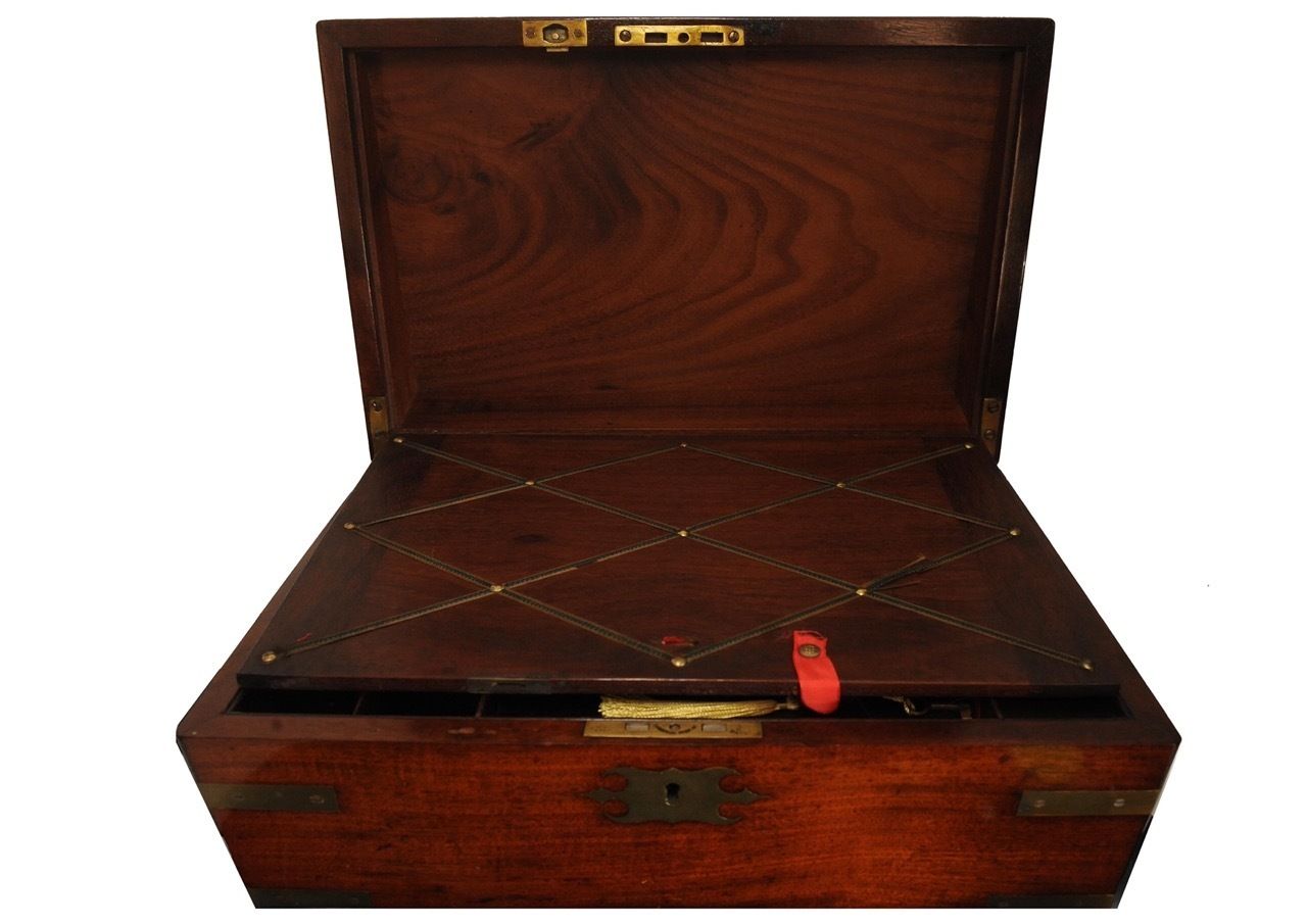 Home Decor Exquisite Georgian Hand Crafted Thompson Writing Slope With Red Tooled Leather Made By Esteemed Maker Tompson Featuring Royal Warrant photo