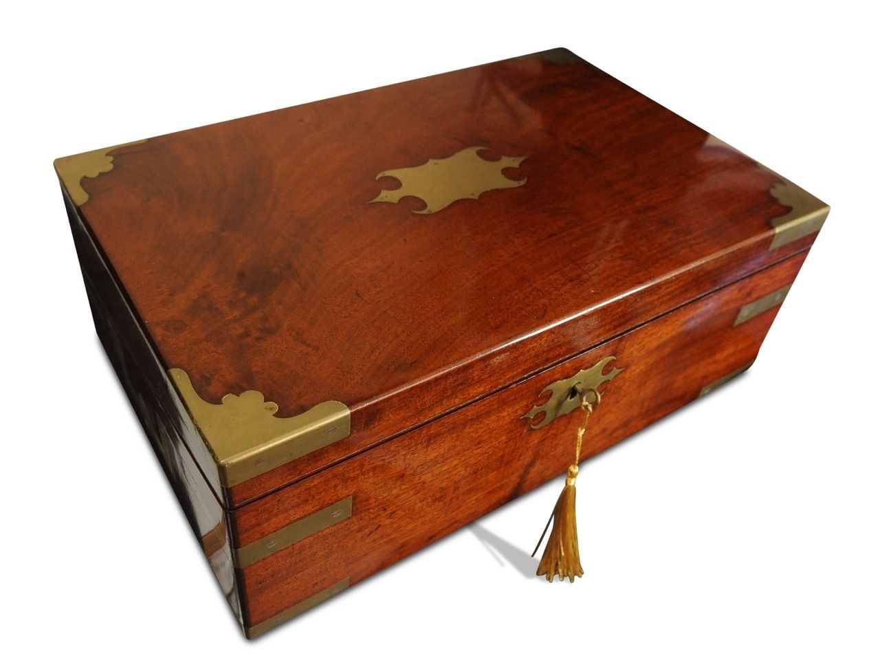 Exquisite Georgian Hand Crafted Thompson Writing Slope With Red Tooled Leather Made By Esteemed Maker Tompson Featuring Royal Warrant