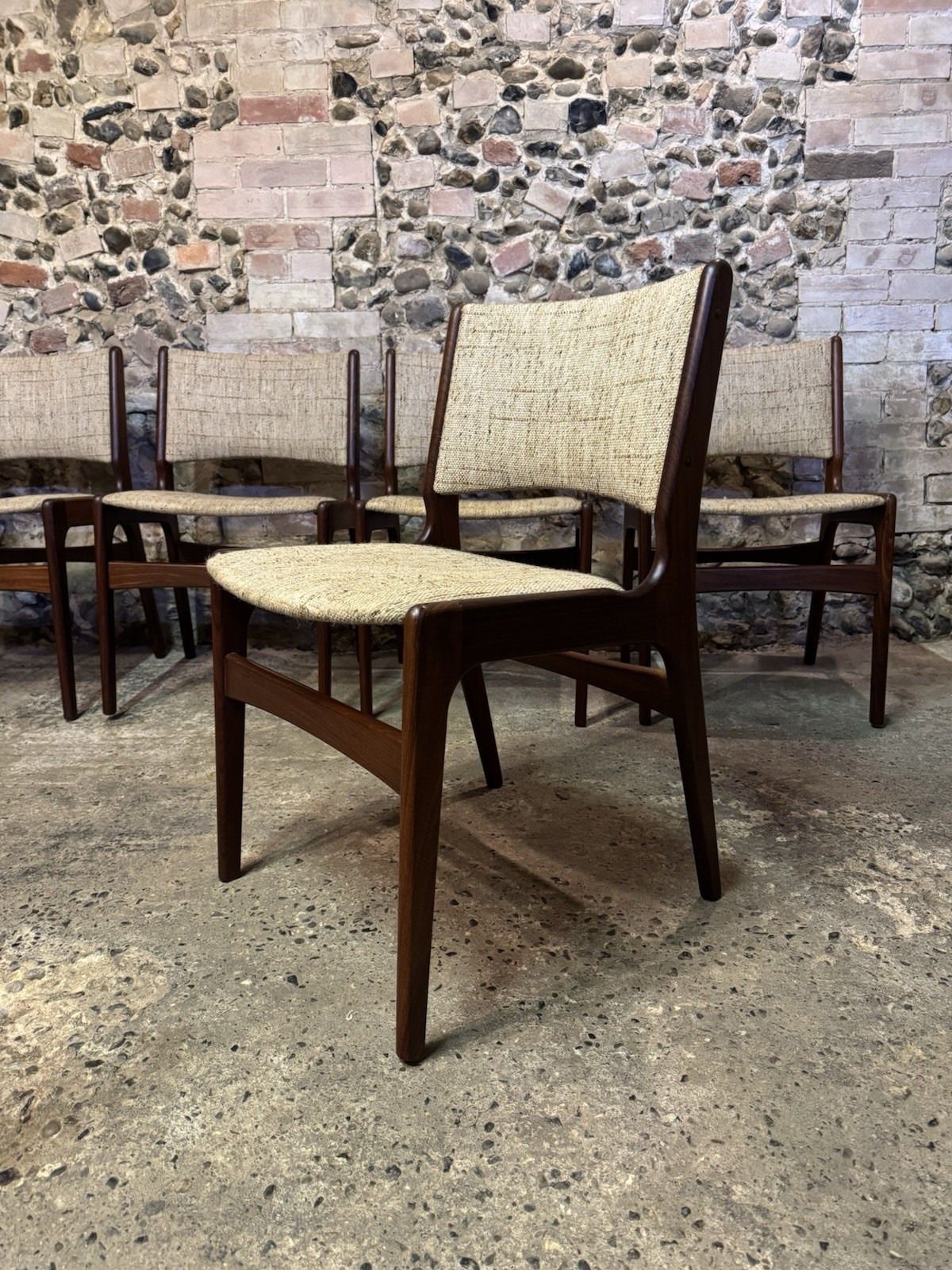 🚛 Vintage Mid Century Set Of 6 Erik Buch Danish Teak Dining Chairs Model 38 photo Furniture