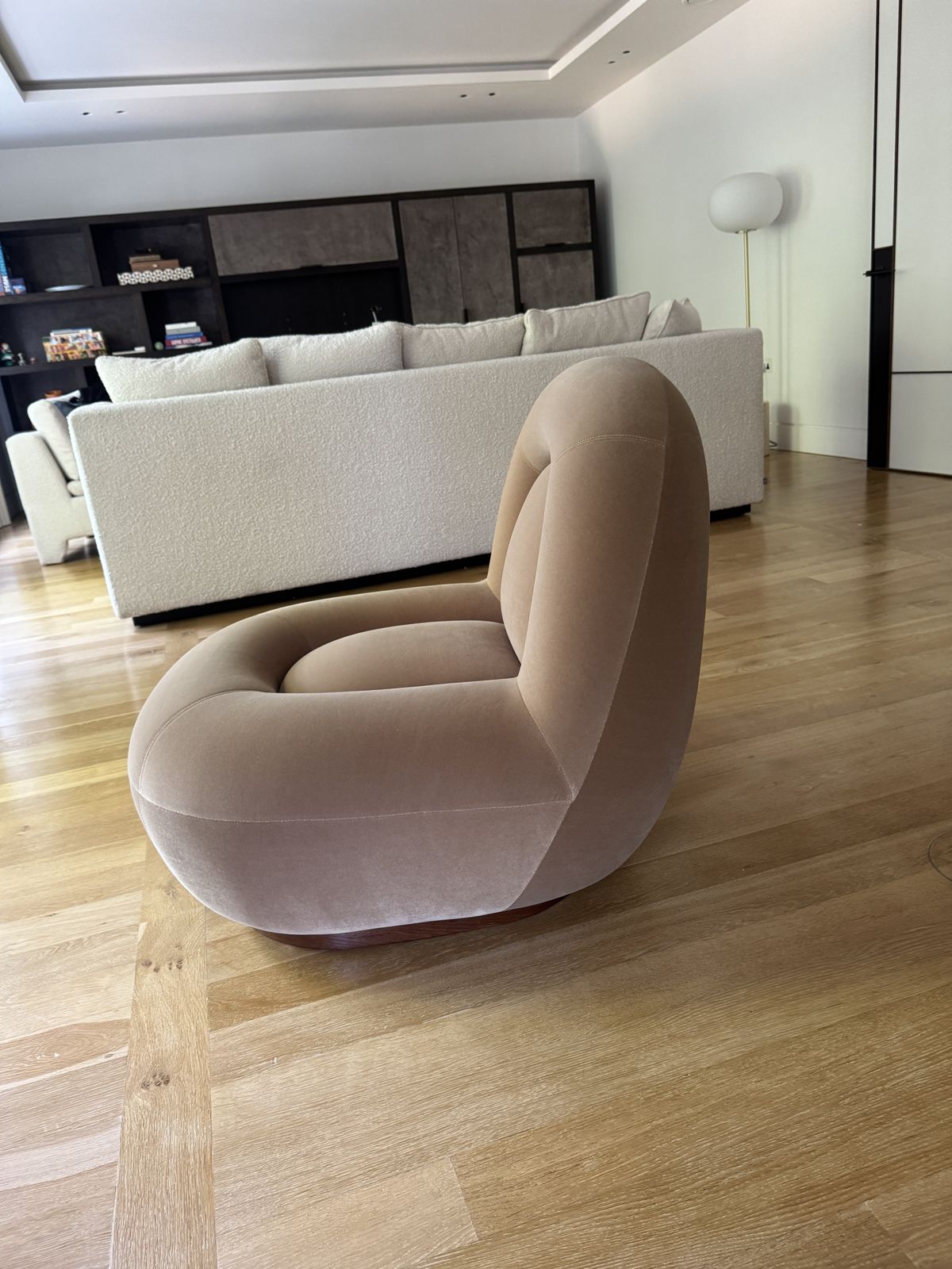 Six The Residence Velvet Lounge Chair With Walnut Plinth photo Furniture