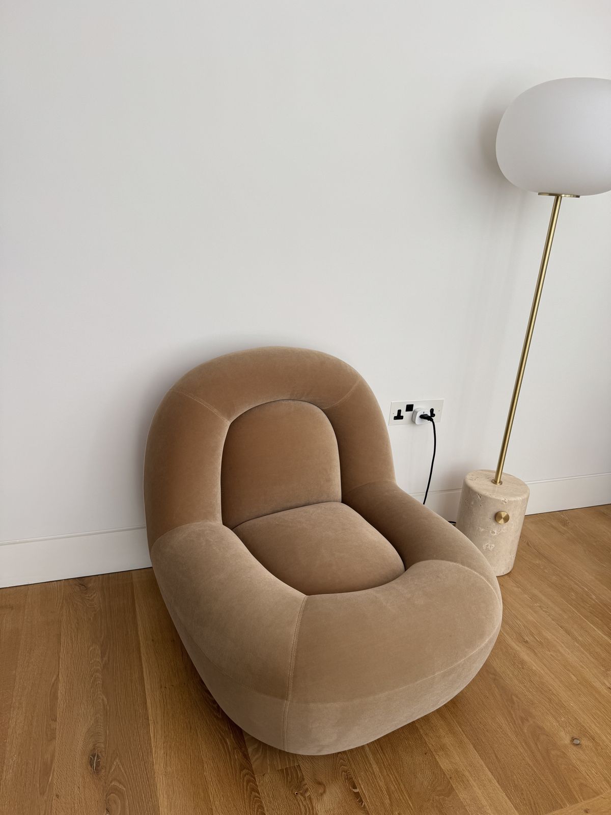 Six The Residence Velvet Lounge Chair With Walnut Plinth photo buy