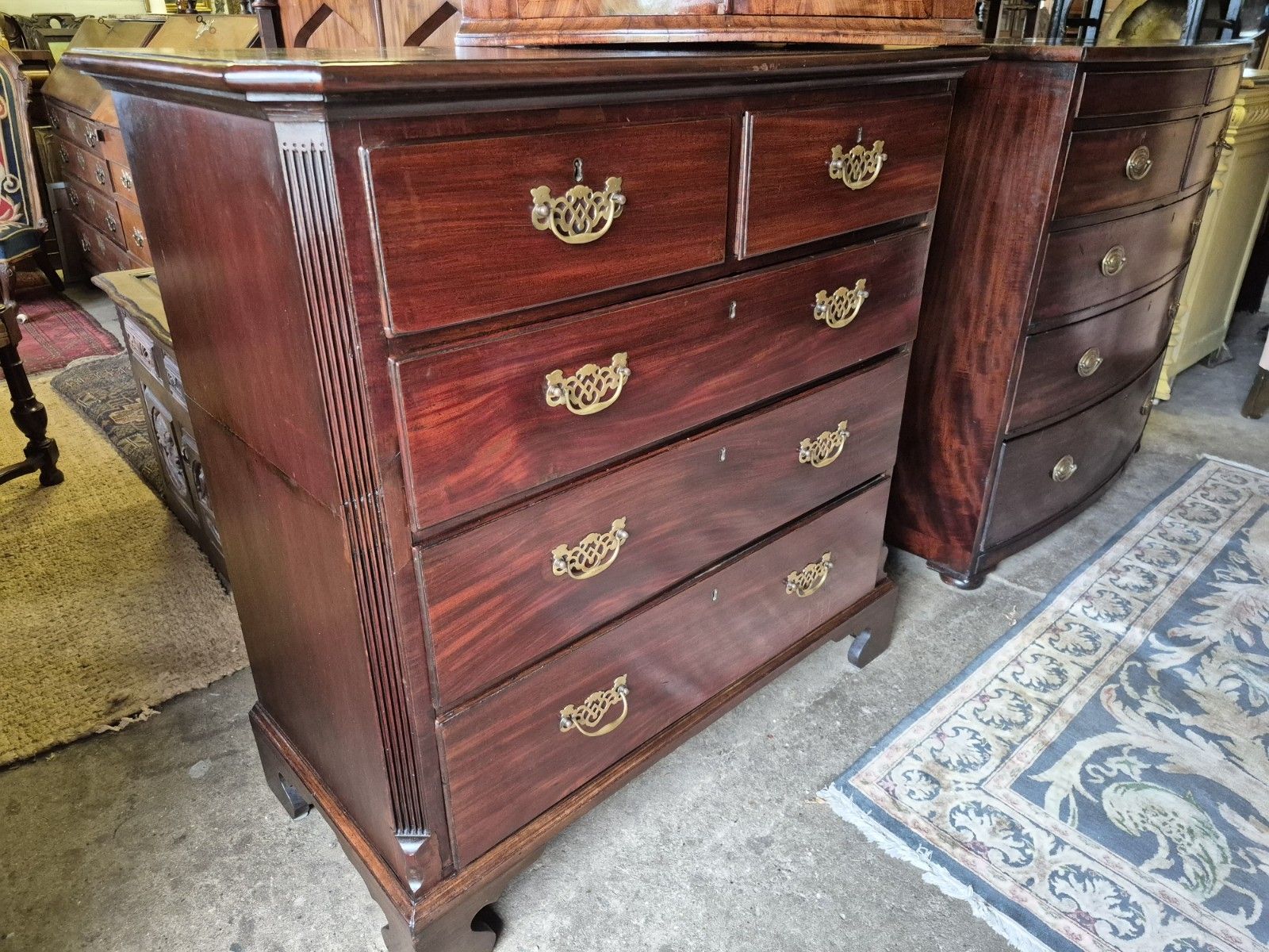 A C1790 George III Chest Of Graduated Drawers Reeded Canted Corners Bracket Feet photo for sale