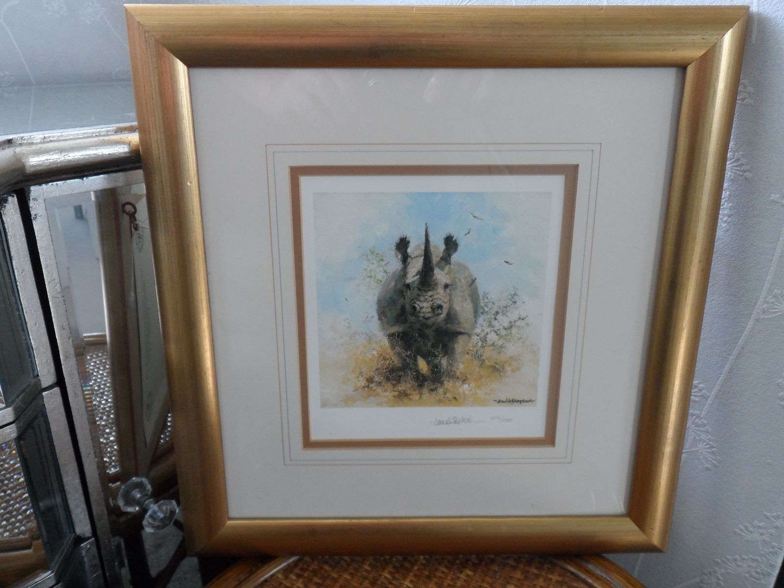 David Shepherd Signed Limited Edition 442/1000 Print = Black Rhino    The Cameo Collection