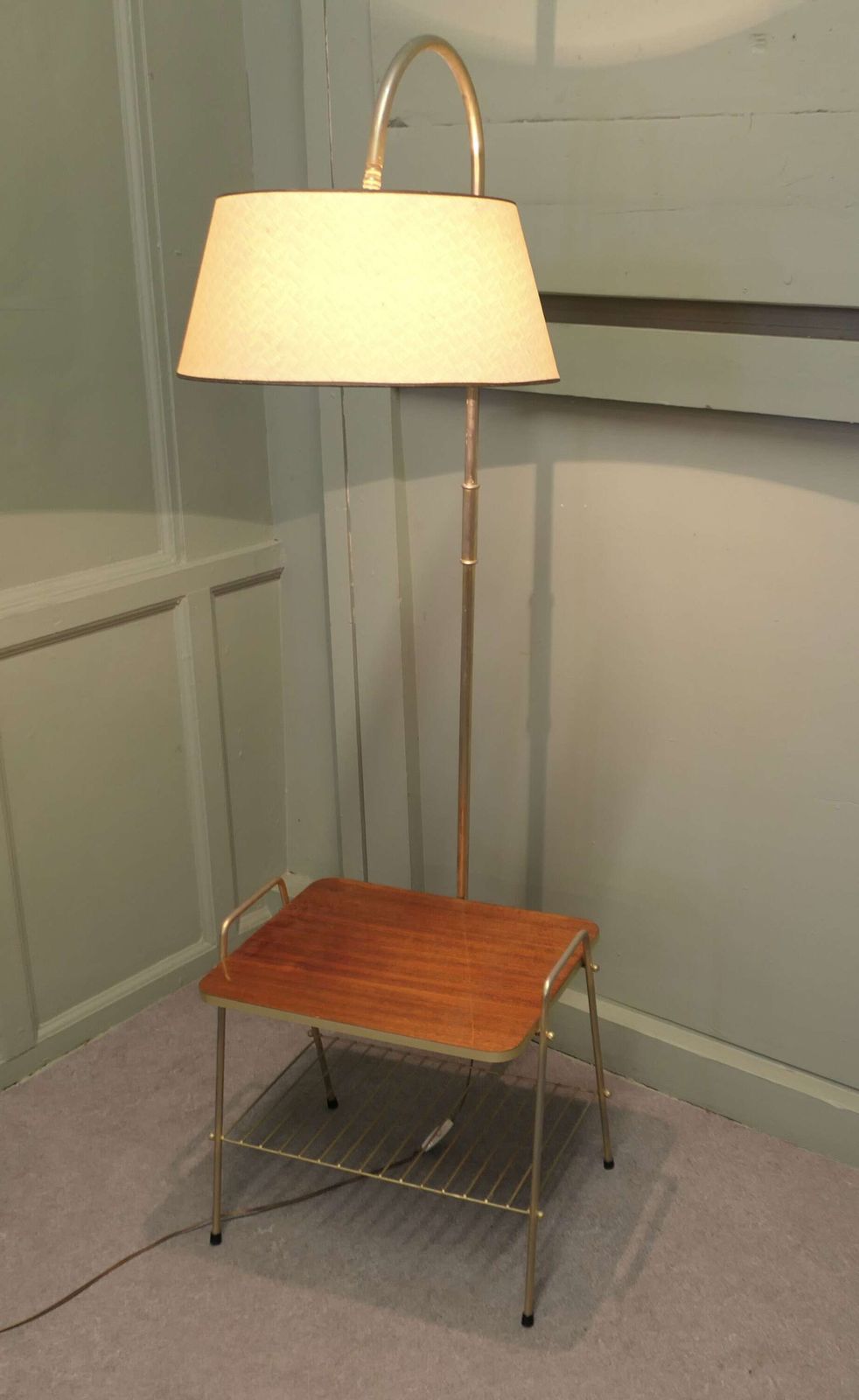 French Retro Floor Lamp Coffee Table And Magazine Rack Elegant Vintage Mid Century French photo furniture