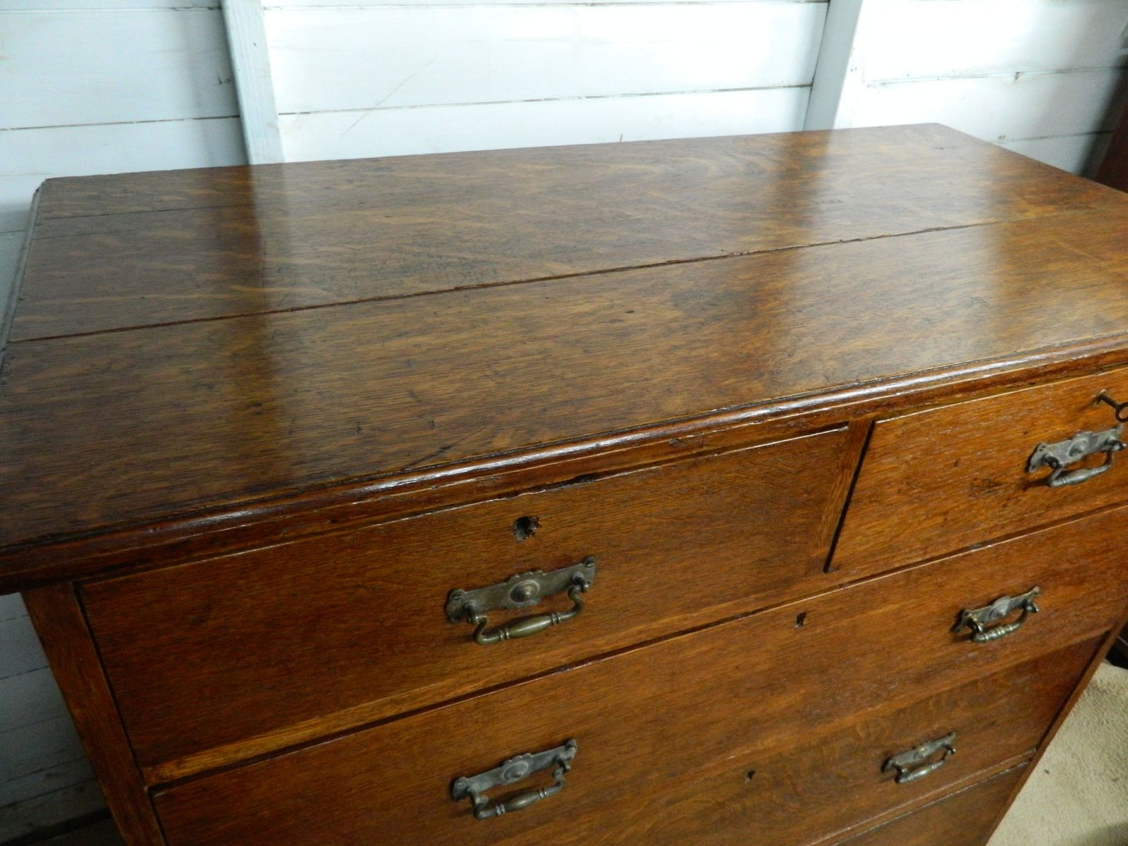 855.0 Victorian Oak Chest Of Drawers photo