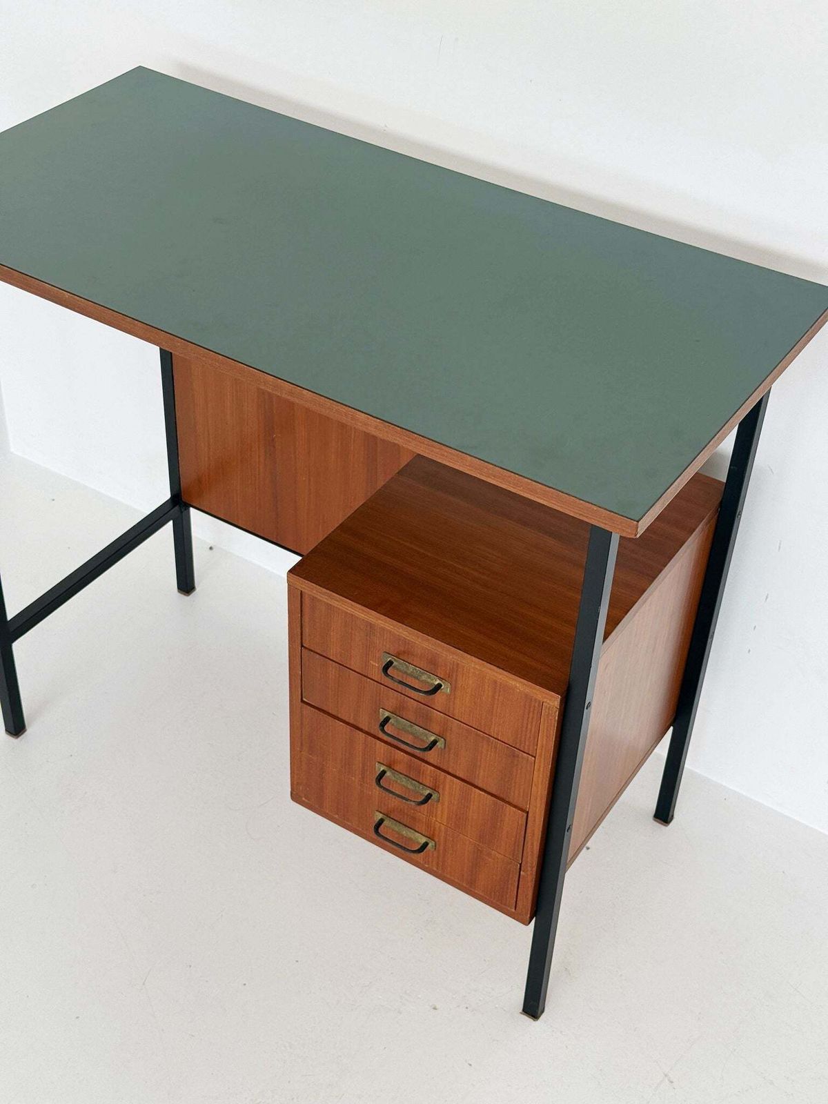 Modernist Desk With Floating Drawers And Green Top, 1960s photo Furniture
