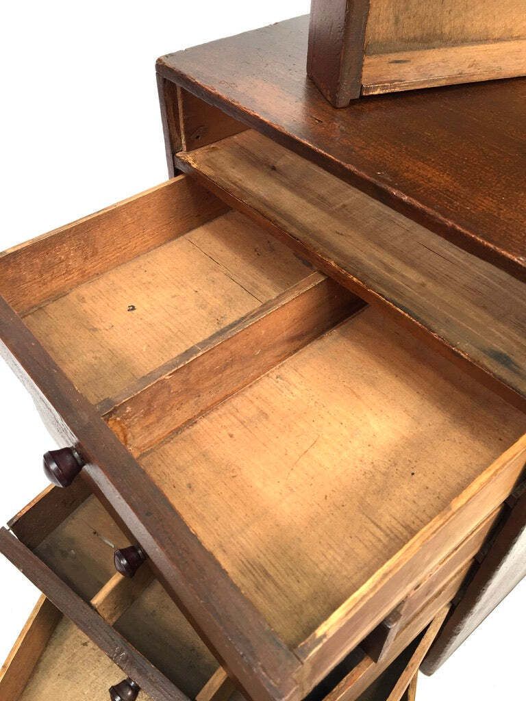 Antique Tabletop Wooden Chest Of Collectors Drawers / Storage Box / Cabinet photo Furniture