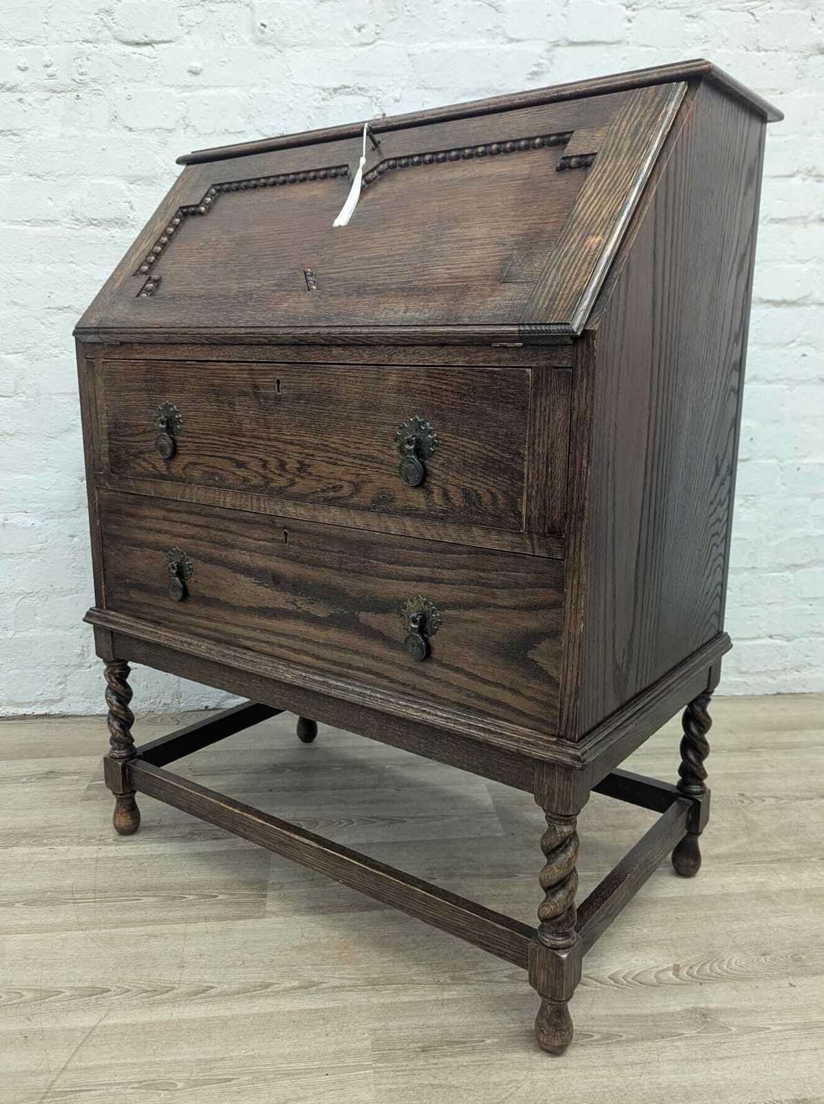 Early 20th Century Oak Jacobean Style Writing Bureau