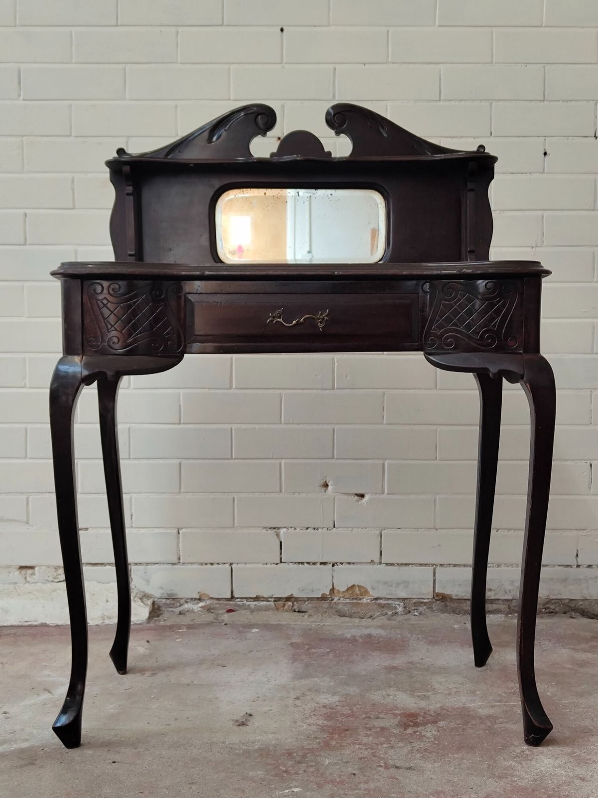 Antique Victorian Mahogany Ladies Mirrored Writing Desk