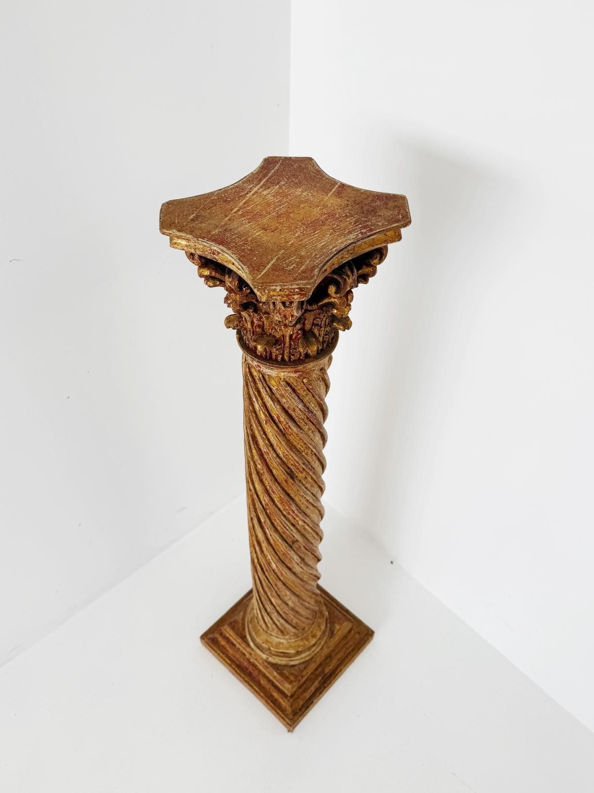 Gilded Spiral Column With Corinthian Capital, Central Italy, Baroque Style photo furniture