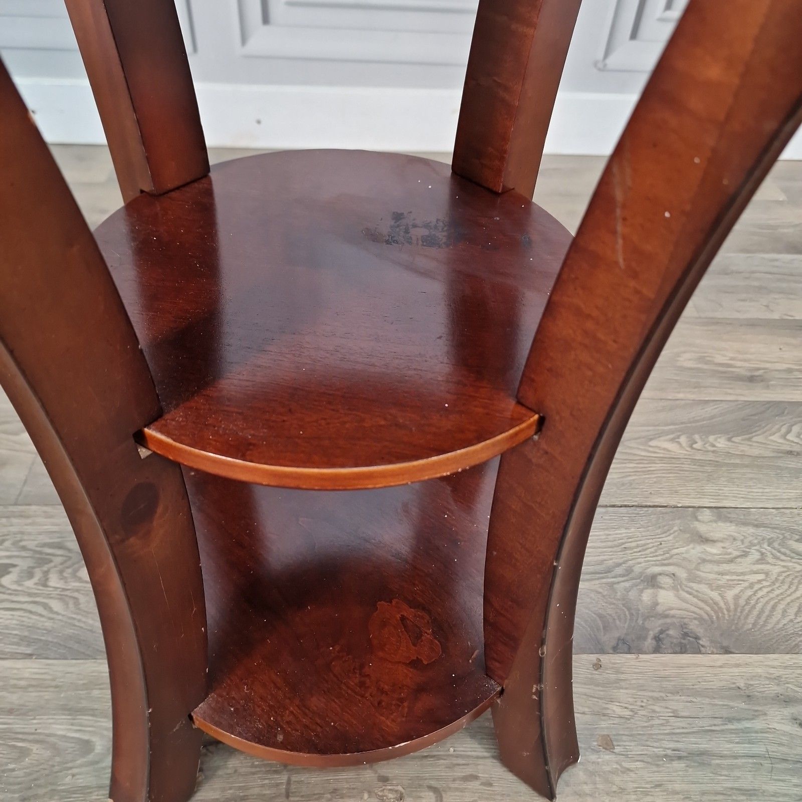 Vintage Round Side Table Mahogany Effect Tiered Occasional Plant Stand Retro photo vintage