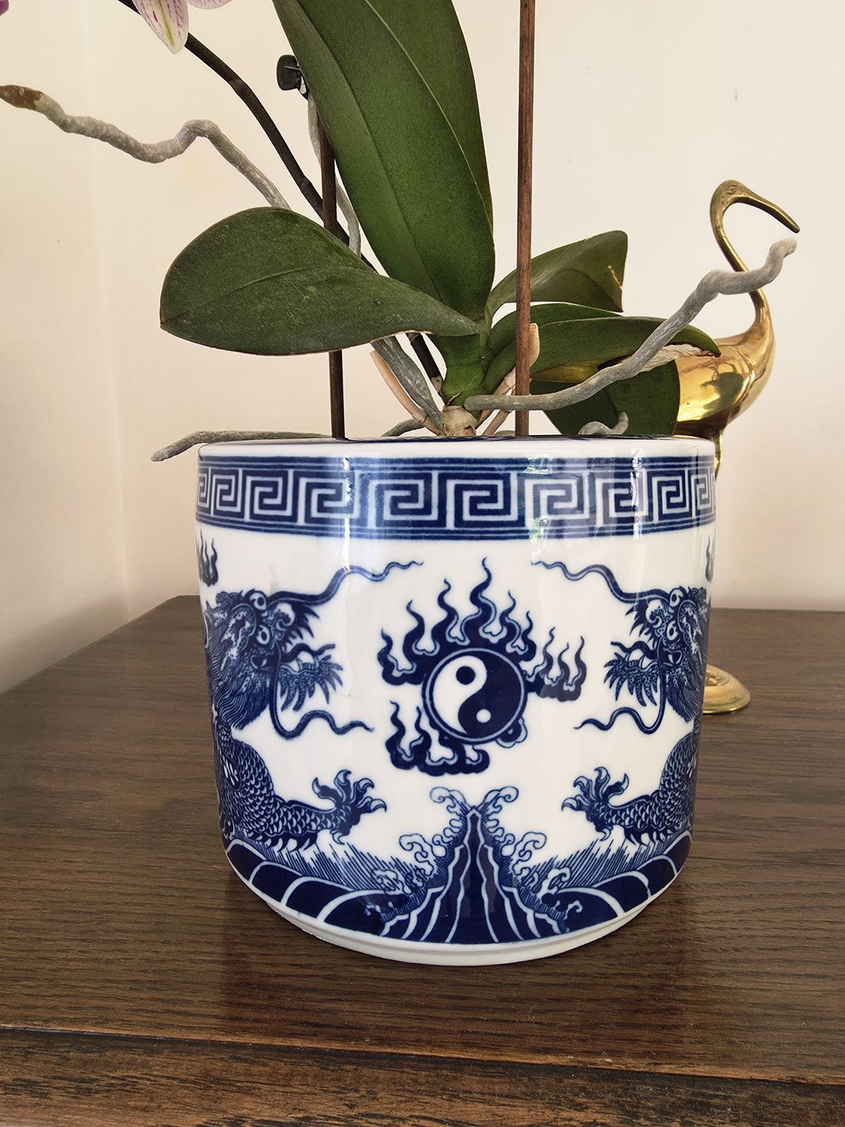 Pair Of Blue & White Bat Trang Vietnamese Dragon Plant Pots photo 79.0