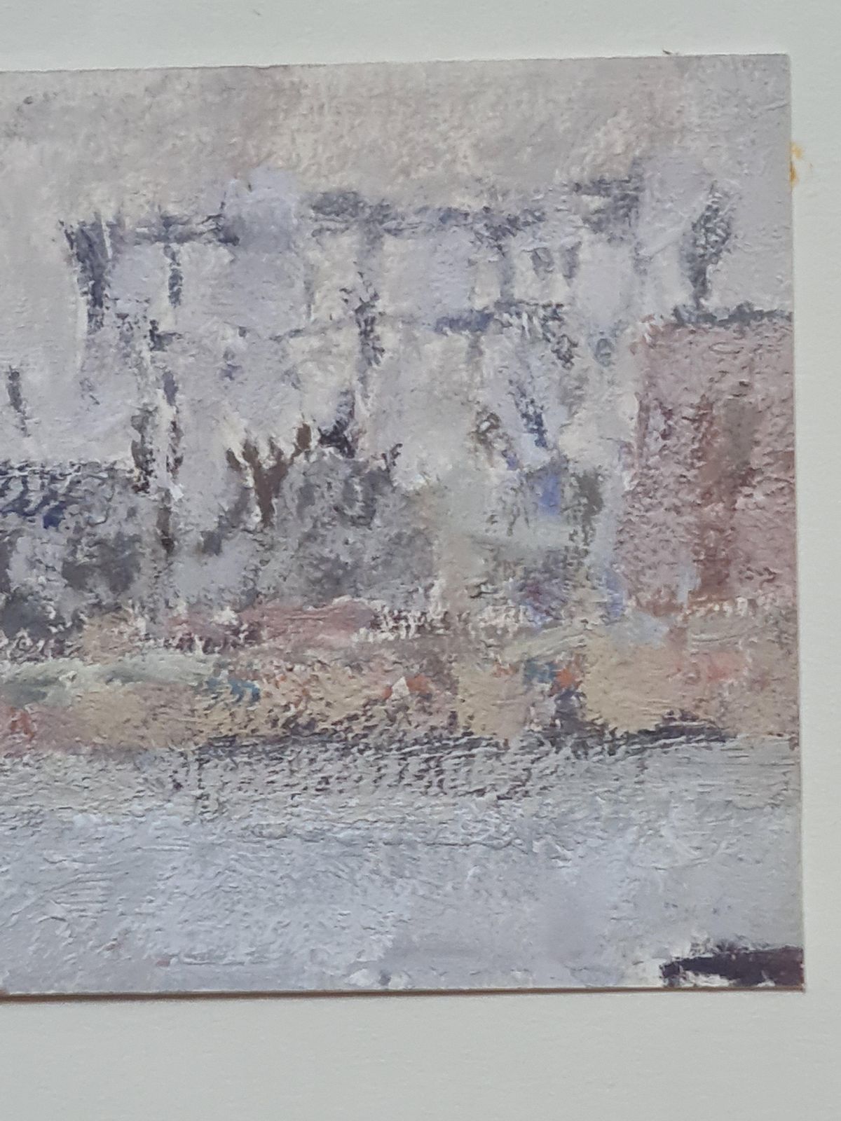 Cityscape And River Scene, Oil On Card, Signed, Late 20th Century photo Art