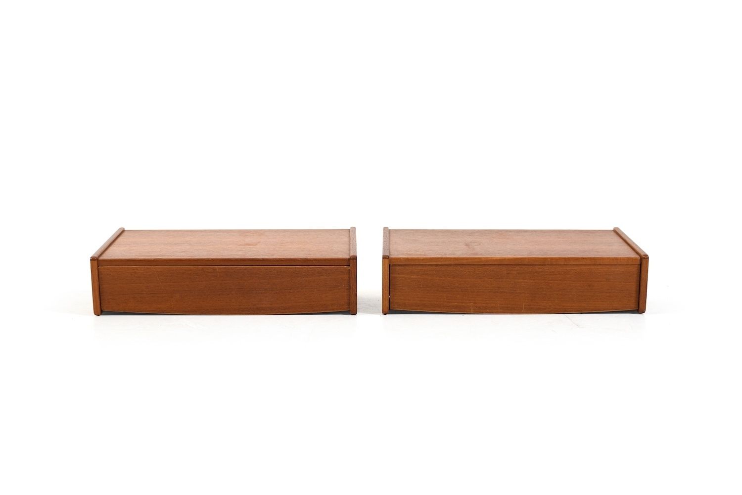 Danish Wall Mounted Nightstands In Teak 1960s
