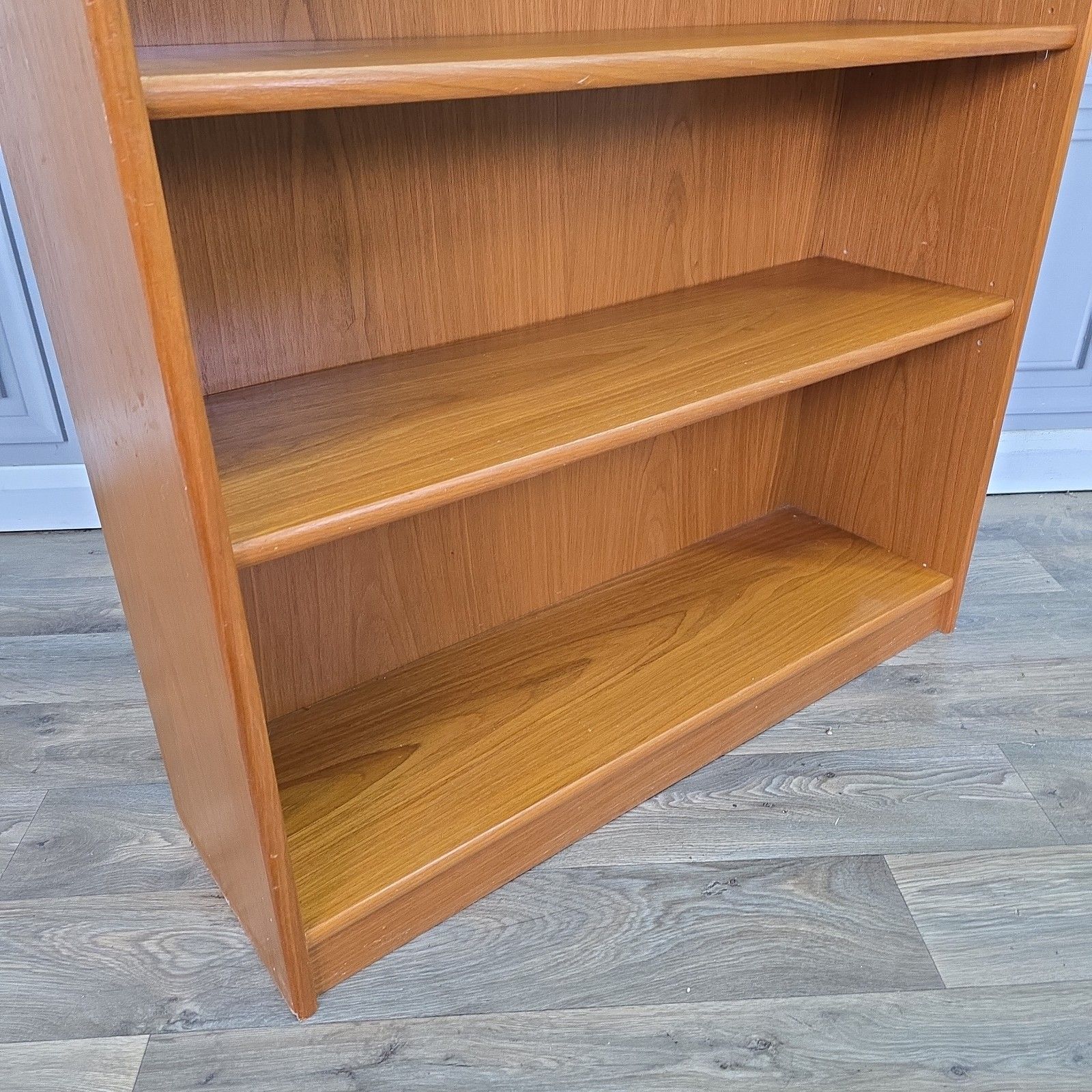 Mid Century Bookcase Vintage Teak Effect Open Shelving Unit Retro Shelves photo for sale