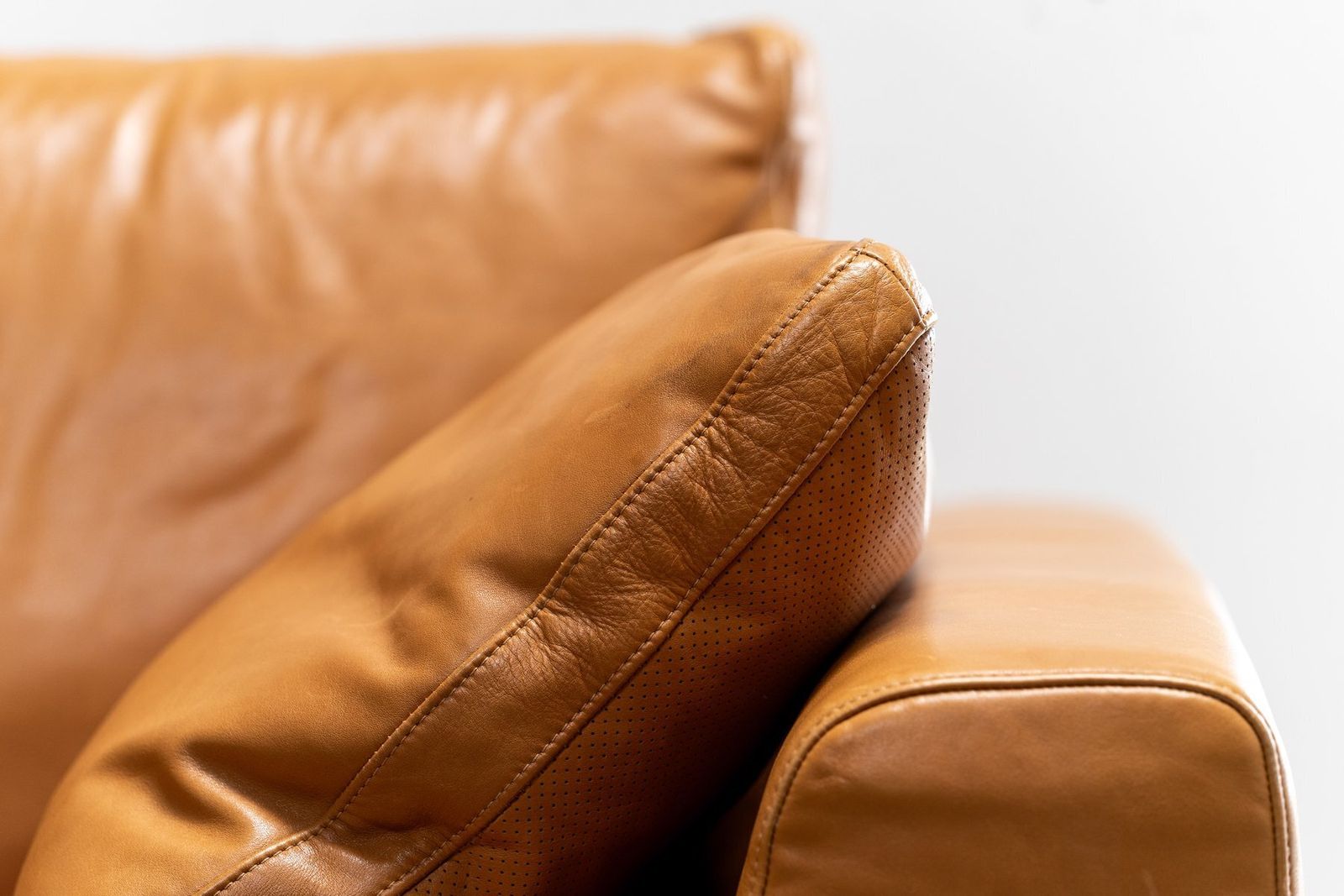 photo vinterior Vintage Corner Sofa In Natuzzi Cognac Leather, Italy, 2004, Set Of 5