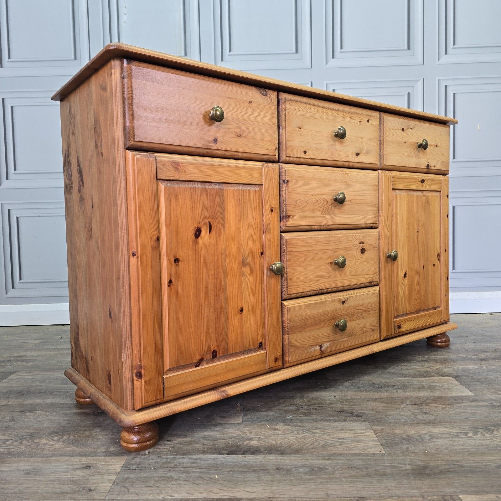 Vintage Pine Sideboard Cupboard Drawers Country Style Wooden Retro Kitchen Unit