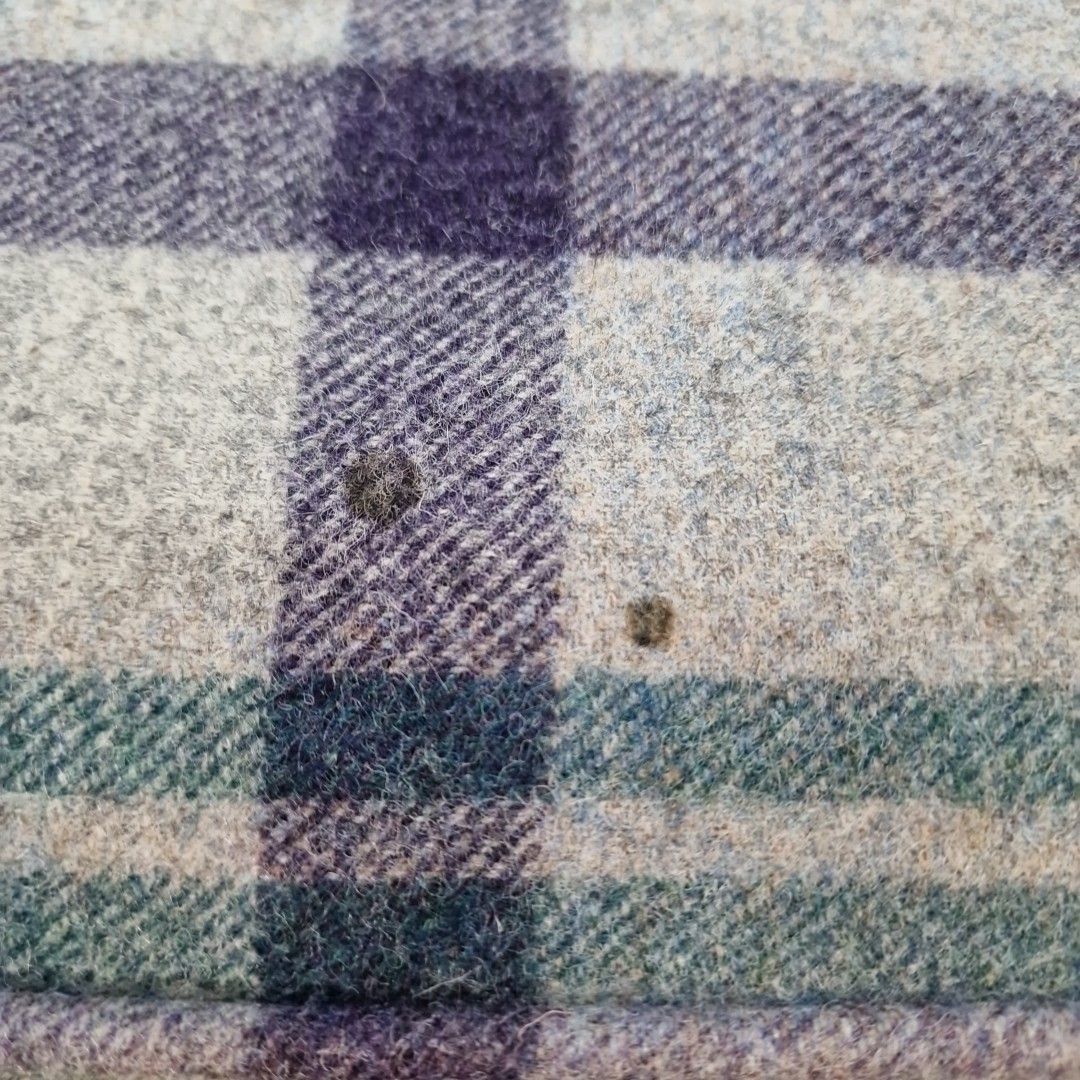 Vintage Tartan Foot Stool Upholstered Ottoman Pouffe Country House Style Retro photo vintage