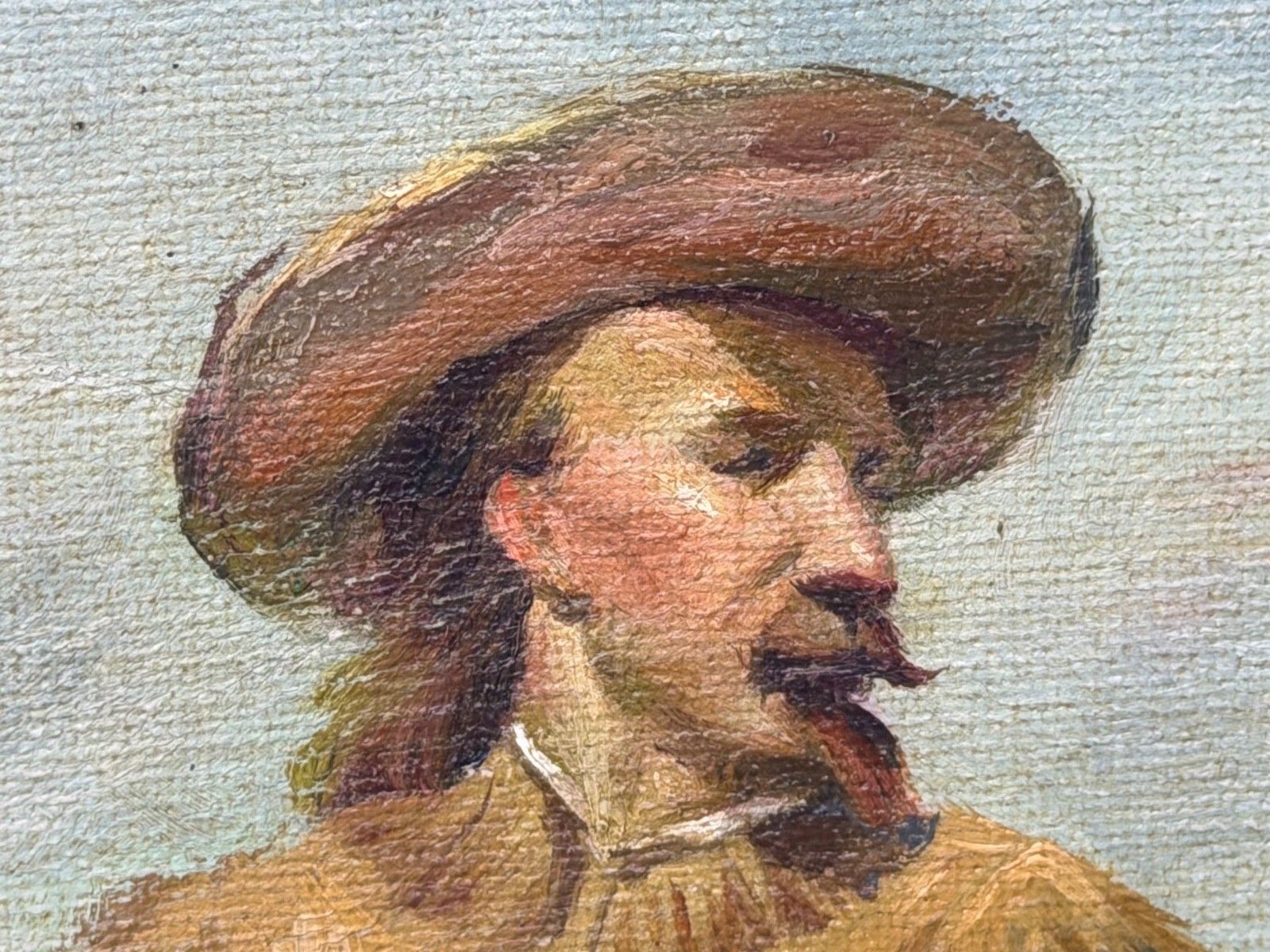 Olieverfschilderij Portret van Wild West Buffalo Bill te Paard op een Grijs Paard, naar Rosa Bonheur photo vinterior