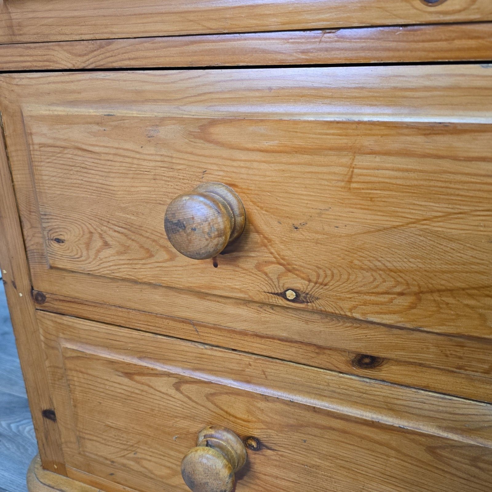 Furniture Vintage Chest Of Drawers Solid Wooden Pine Country Farmhouse Style Retro photo