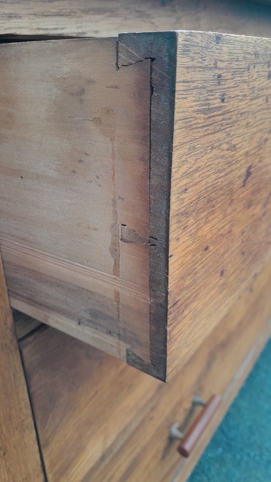 Vintage Solid Rustic Oak Chest Of 4 Drawers With Original Handles photo buy