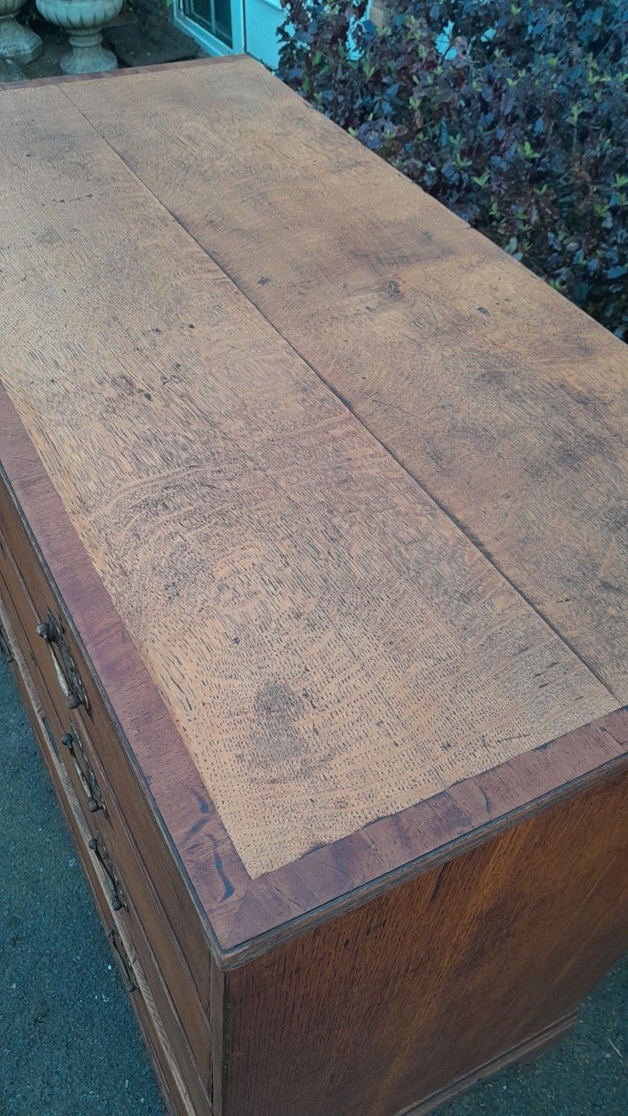 Antique Georgian Solid Oak Chest Of 5 Drawers With Original Handles photo Furniture