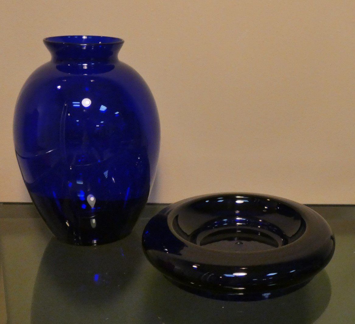 Cobalt Blue Vase And Ashtray By Carlo Moretti, 1990s, Set Of 2