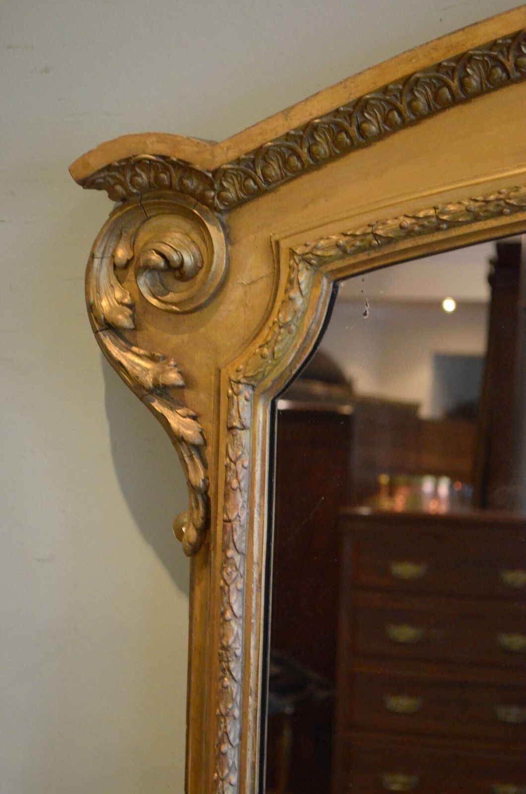 Large Antique Arched And Gilded Wall Mirror Overmantle Mirror H170cm Restored photo for sale