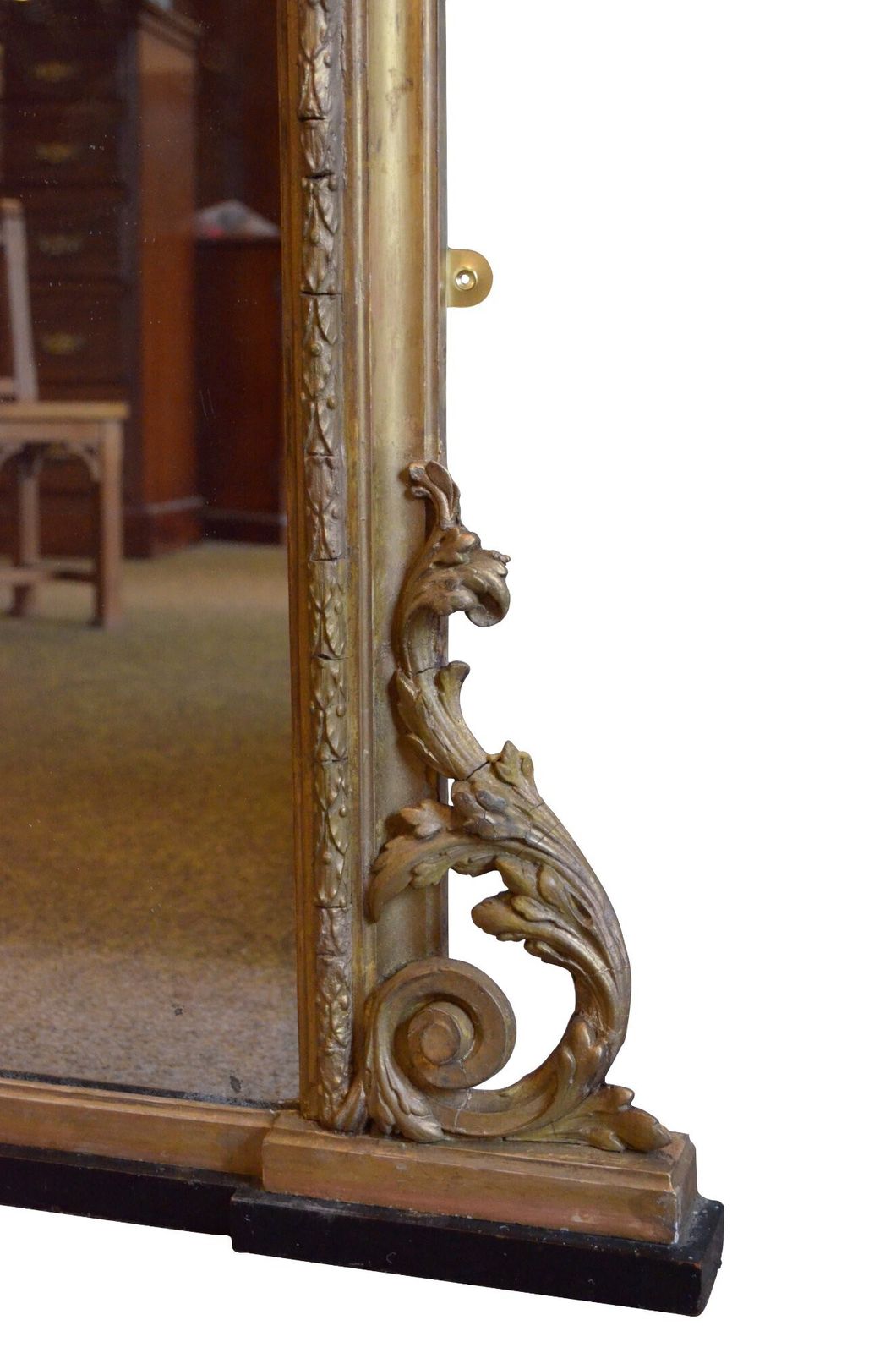 photo furniture Large Antique Arched And Gilded Wall Mirror Overmantle Mirror H170cm Restored