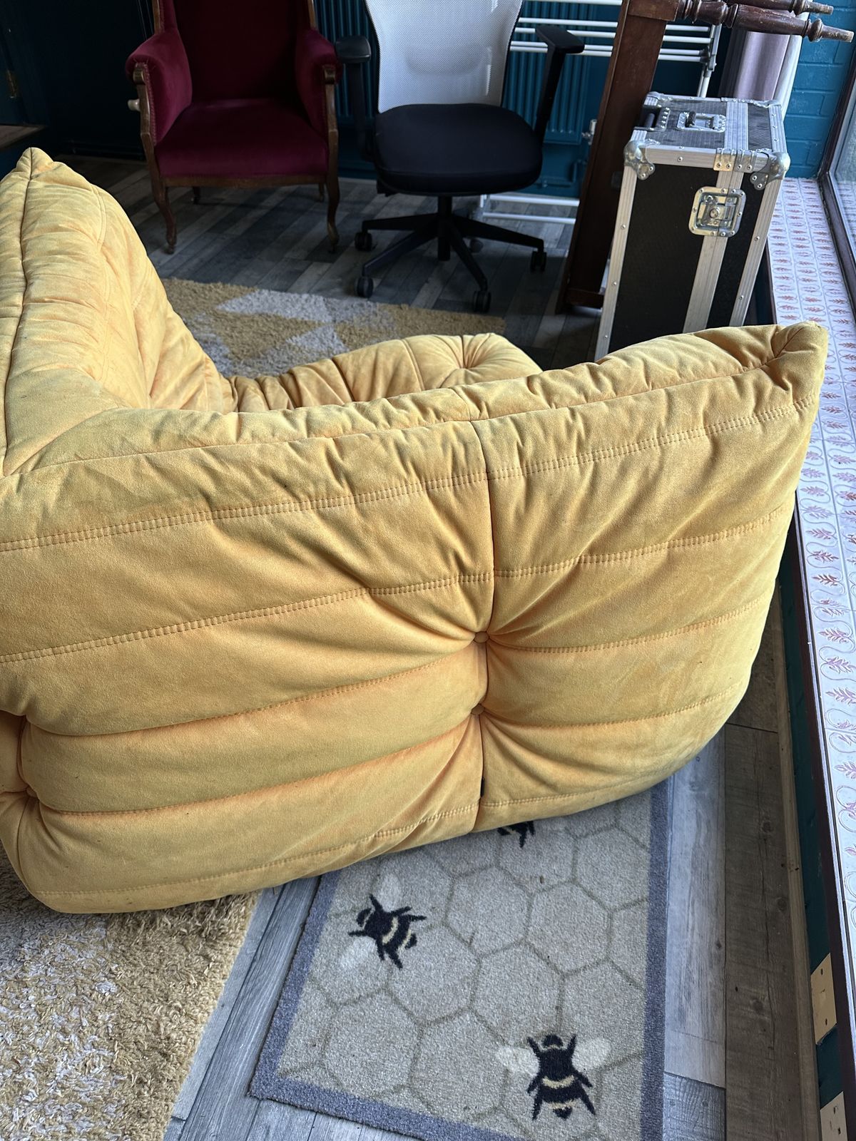 Ligne Roset Togo Corner Seat Orange Suede photo for sale