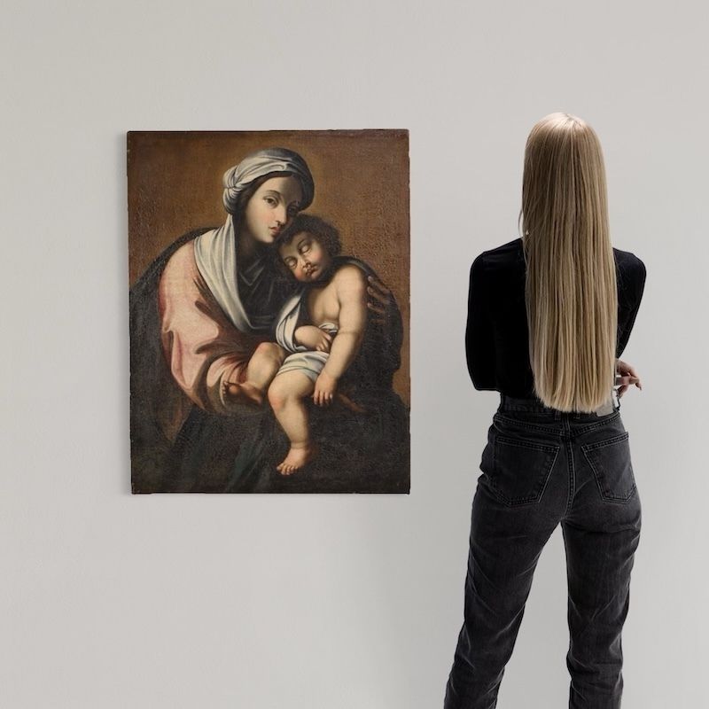 Antique Italian Painting Madonna And Child From The 18th Century photo for sale