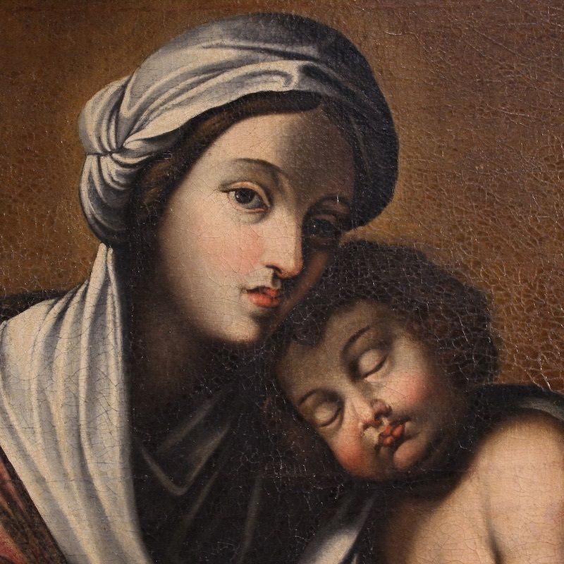Antique Italian Painting Madonna And Child From The 18th Century photo vinterior