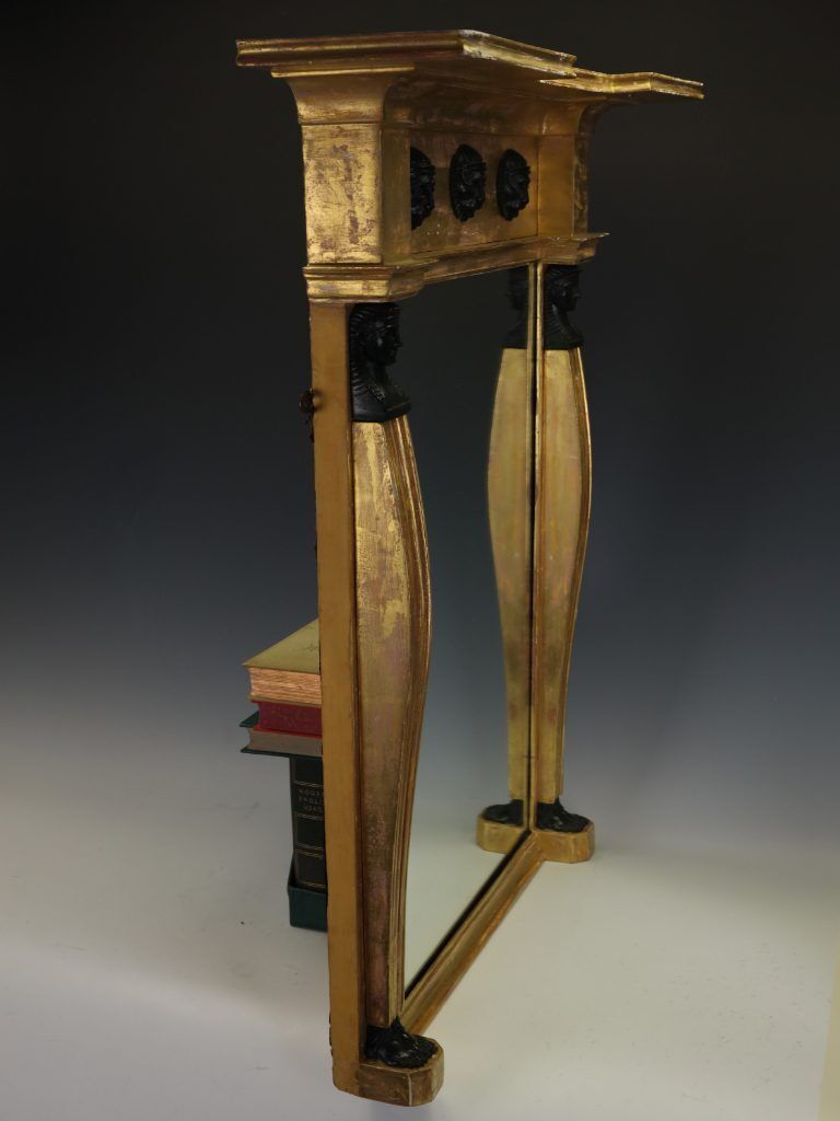 Fine Regency Revival Giltwood & Bronze Egyptian Revival Pier Mirror photo 2450.0
