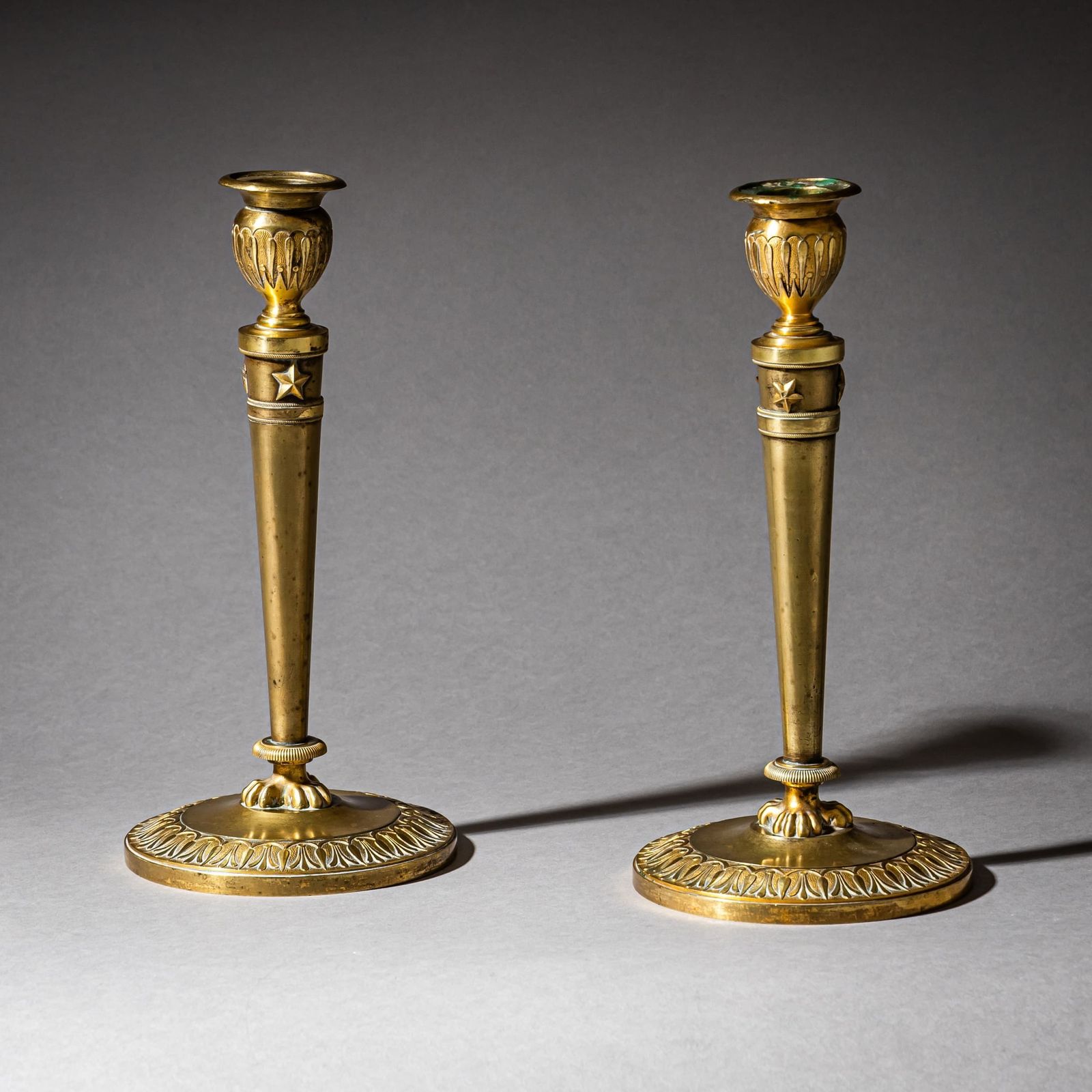 Pair Of Brass Candle Holders, France, 19th Century