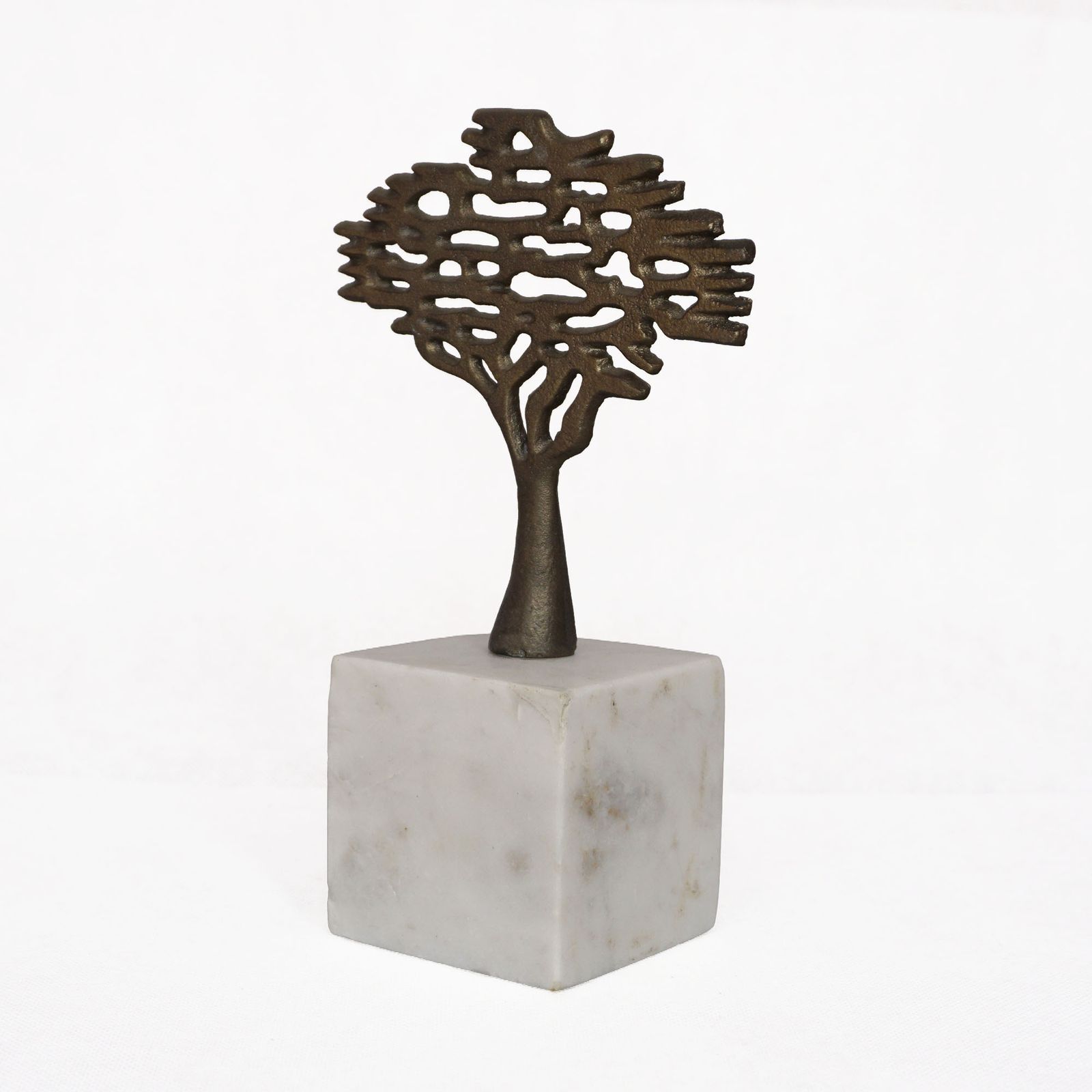 Mid Century Modernist Metal Abstract Tree Sculpture On Stone Base photo 70.0