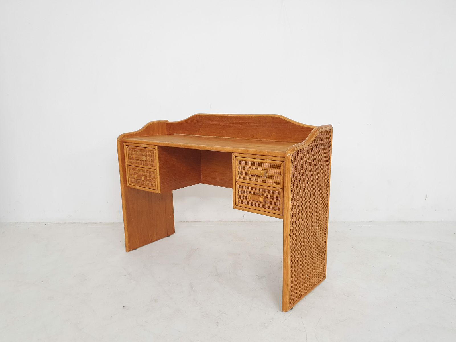 Mid Century Rattan Vanity Or Desk, The Netherlands 1970's photo Furniture