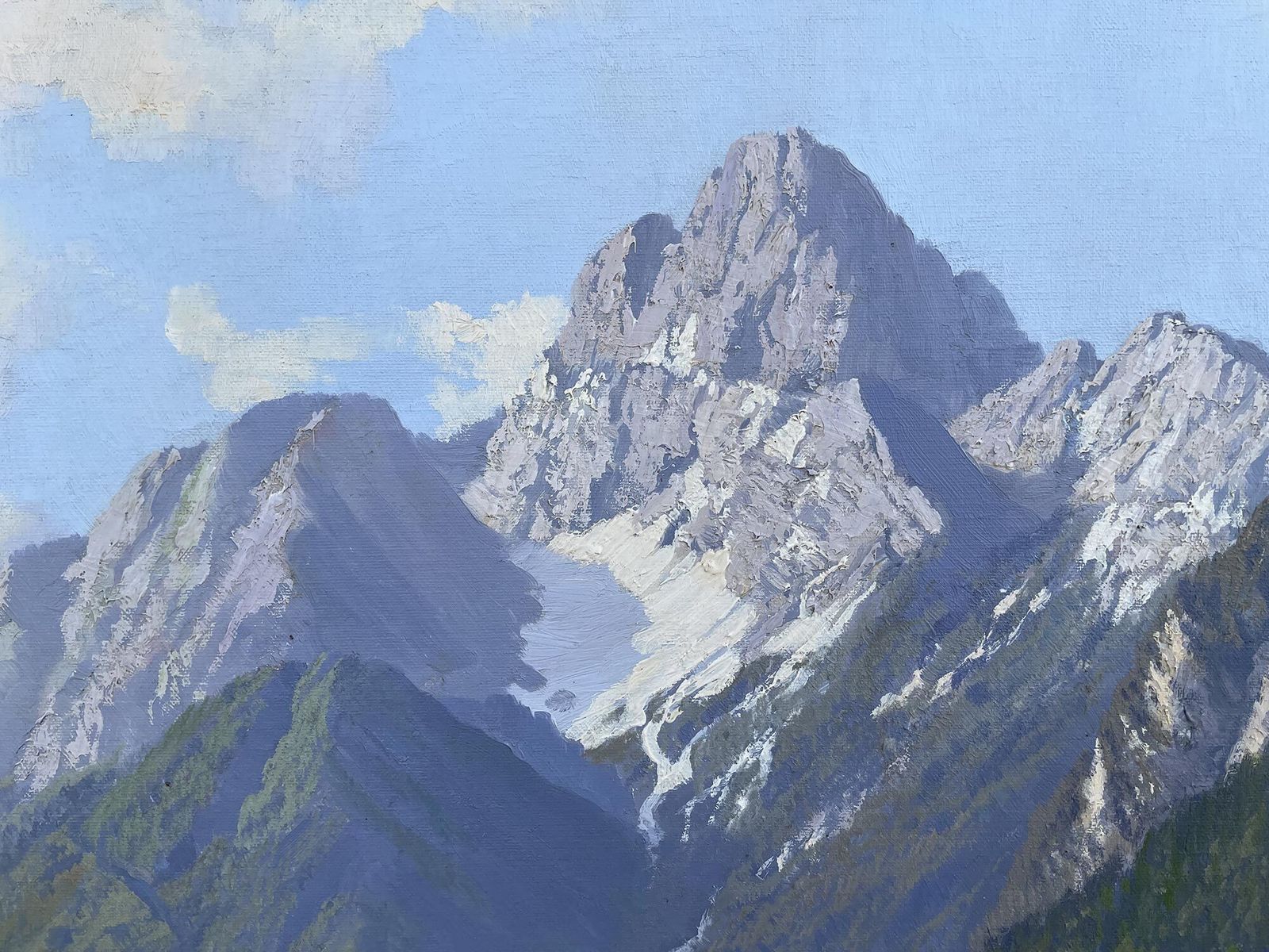 Italian Dolomites Painting Cortina – Croda Rossa By Paul Schuler photo buy