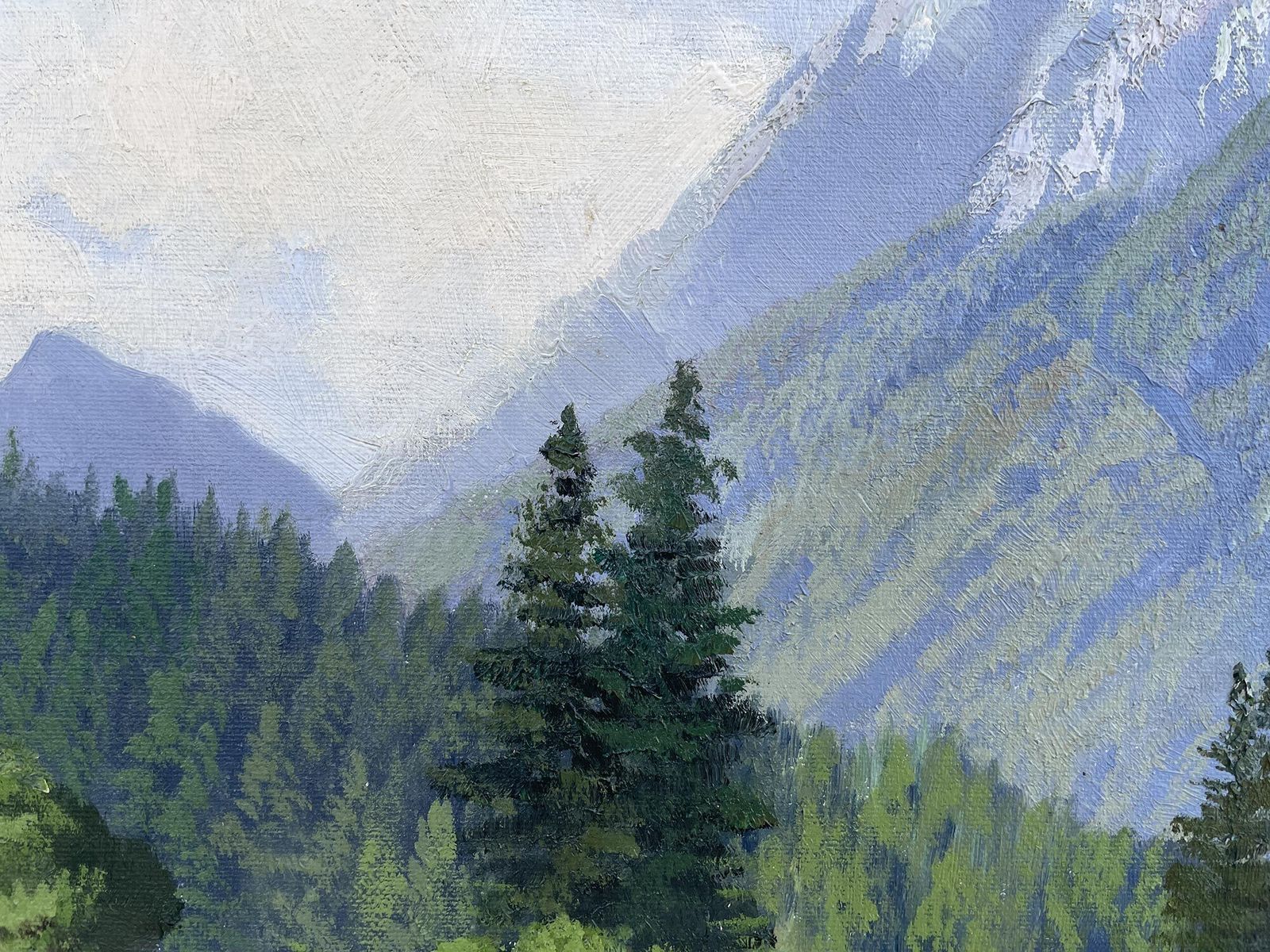 Italian Dolomites Painting Cortina – Croda Rossa By Paul Schuler photo vintage