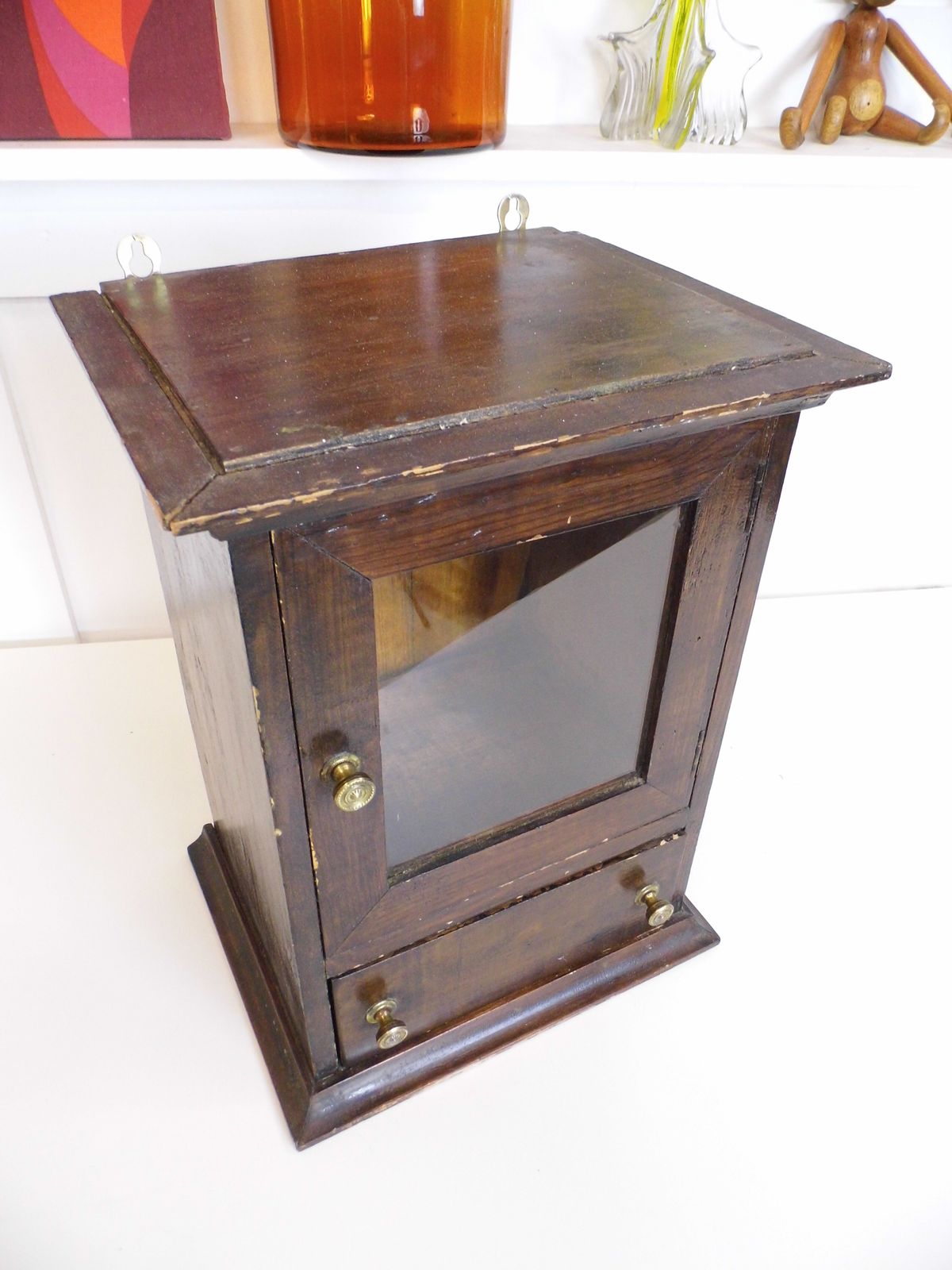 Antique Glazed Pine Apothecary Medicine Bathroom Cabinet Storage Chest Victorian photo vinterior