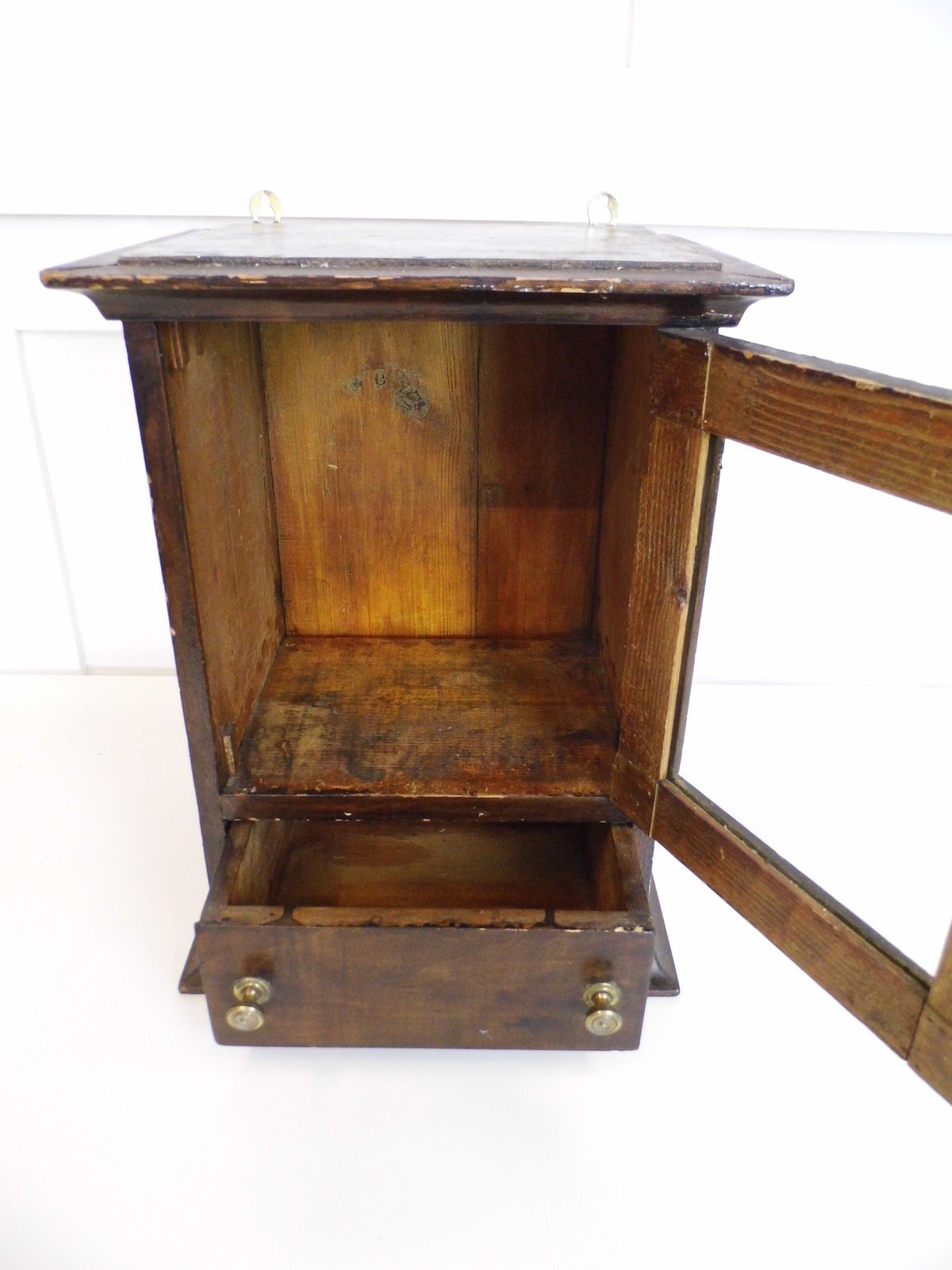 photo vinterior Antique Glazed Pine Apothecary Medicine Bathroom Cabinet Storage Chest Victorian