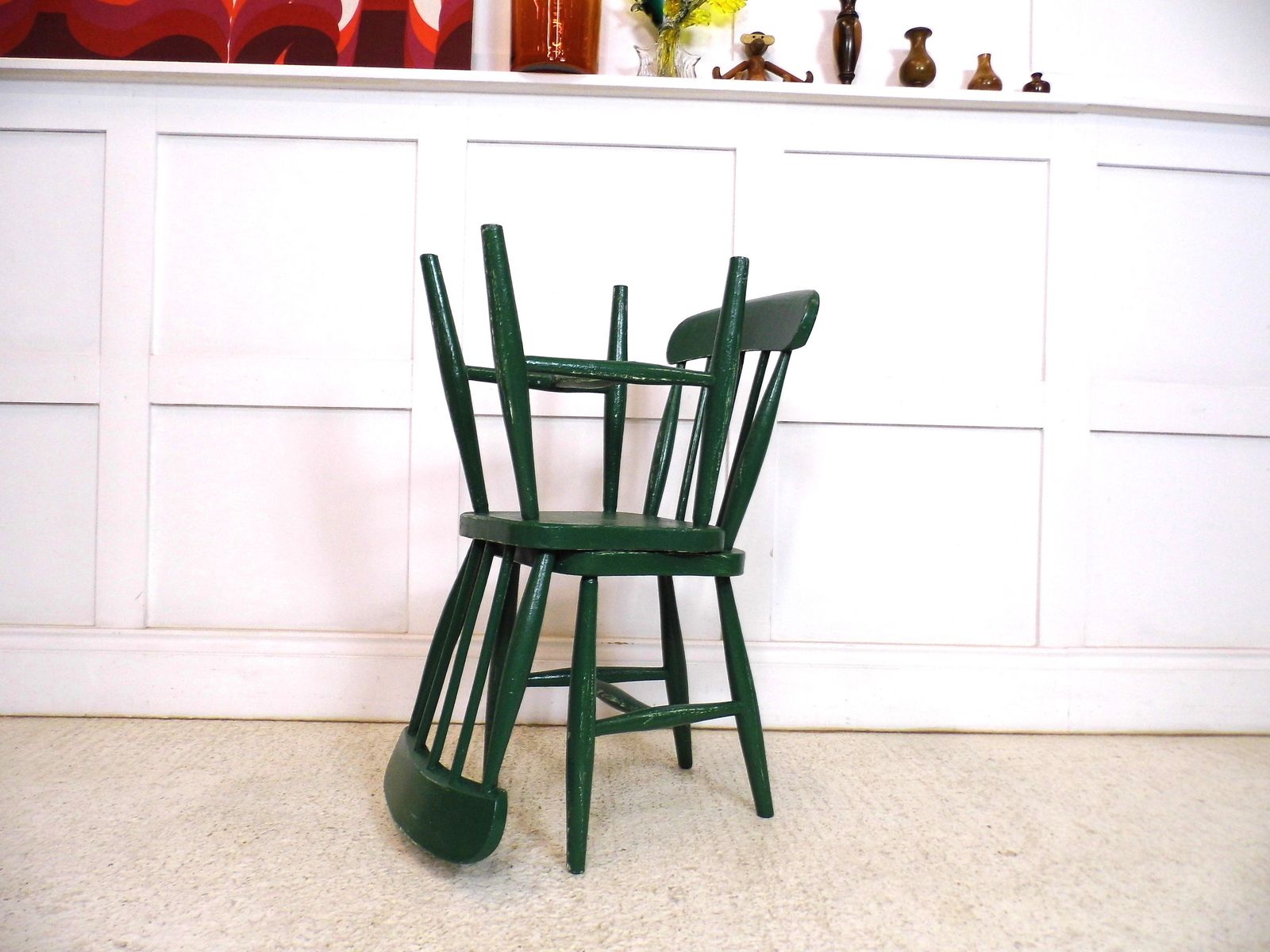 Pair Of Primitive Welsh Childs Farmhouse Folk 19th Century Chairs photo for sale