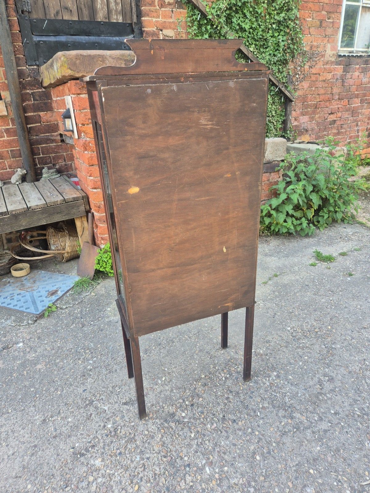 Tall Edwardian Inlaid Mahogany Display Glass Cabinet photo vinterior