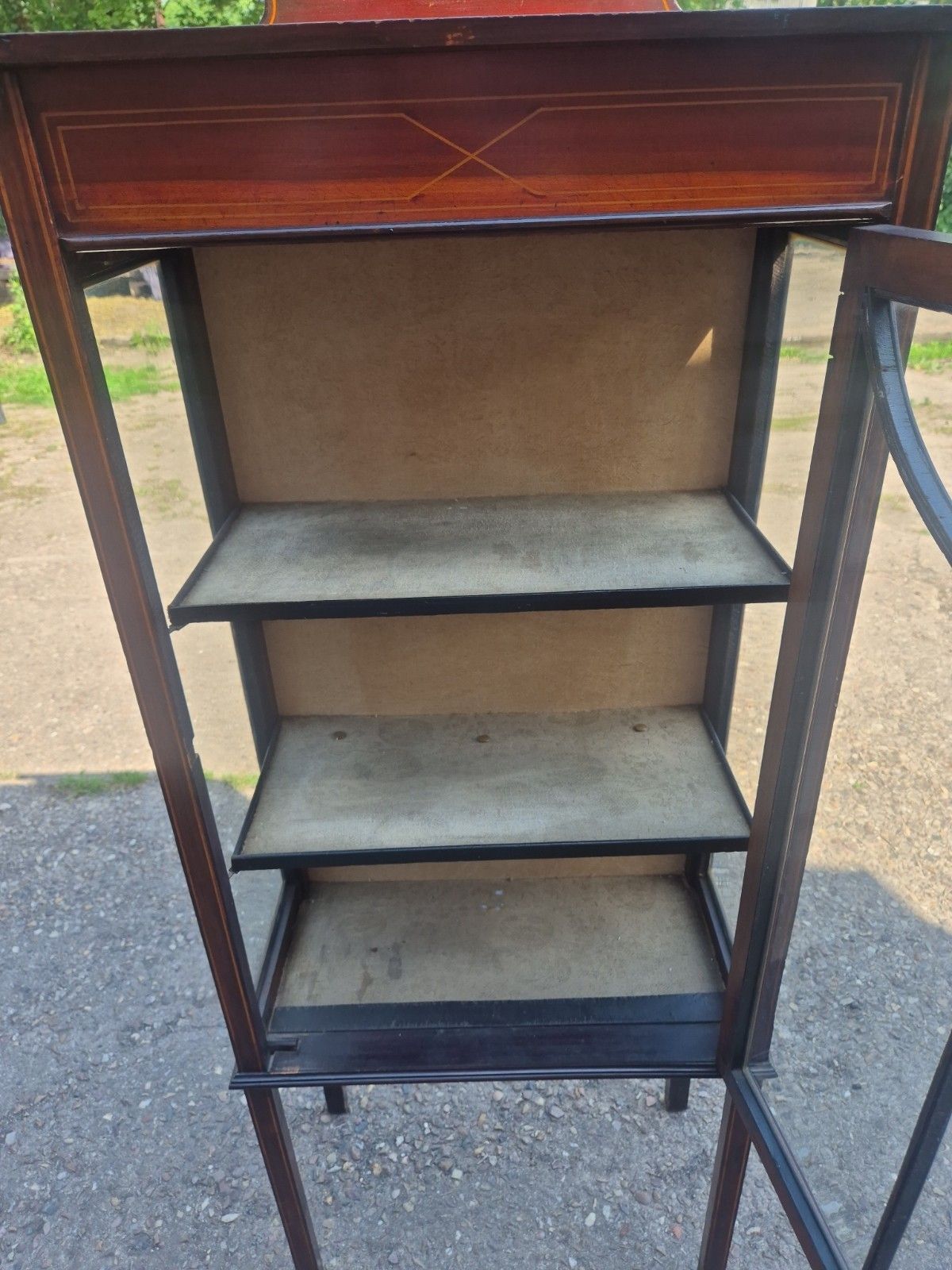 Tall Edwardian Inlaid Mahogany Display Glass Cabinet photo vintage