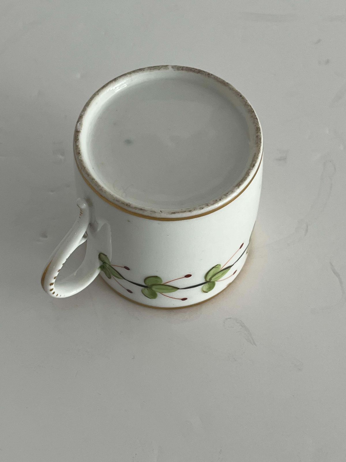 Georgisch handgeschilderd porseleinen koffiekopje van Grainger Worcester, 1800 photo vintage