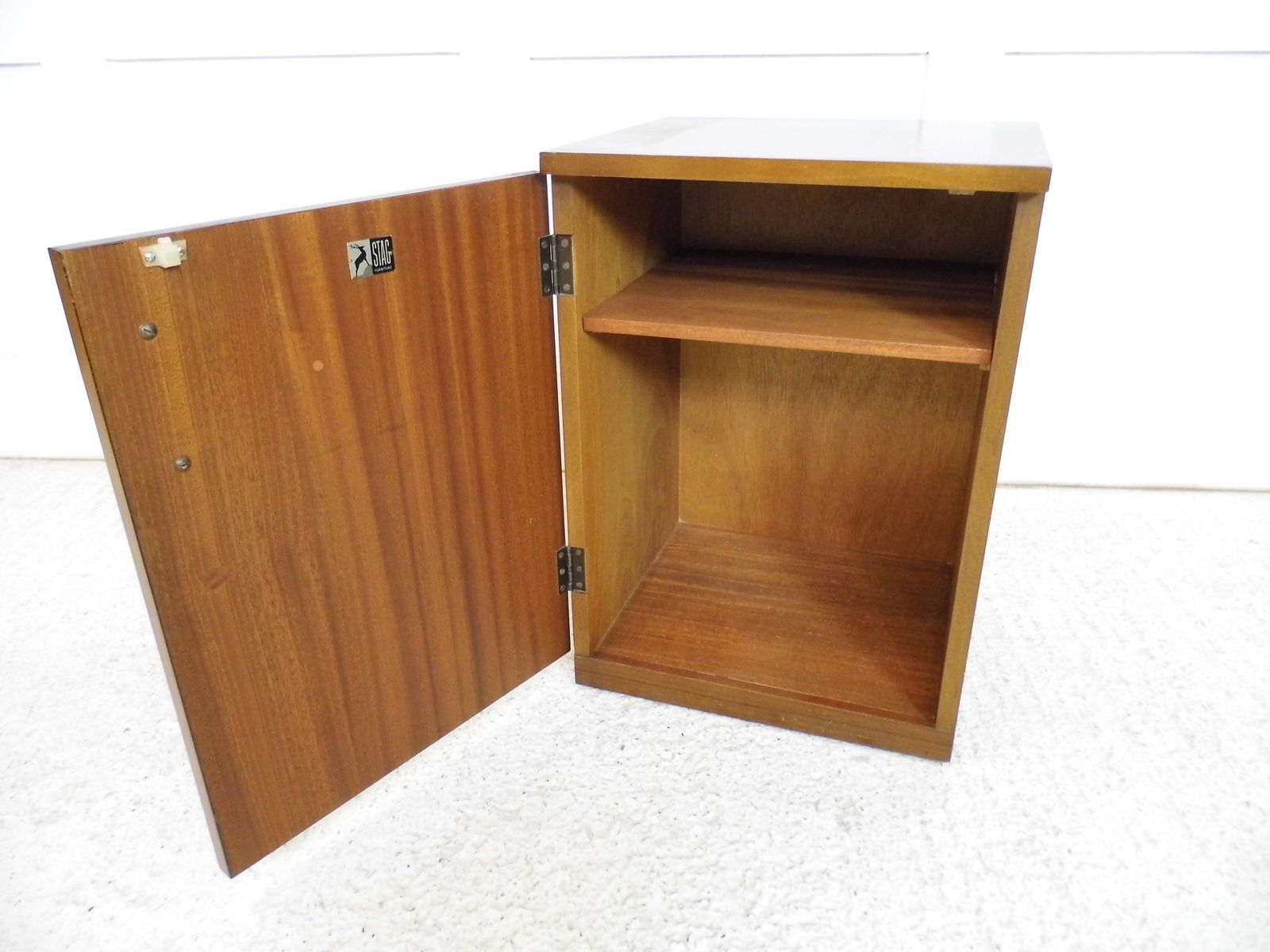 Vintage Midcentury Stag Furniture Bedisde Cabinet Walnut Finish 1950s photo for sale