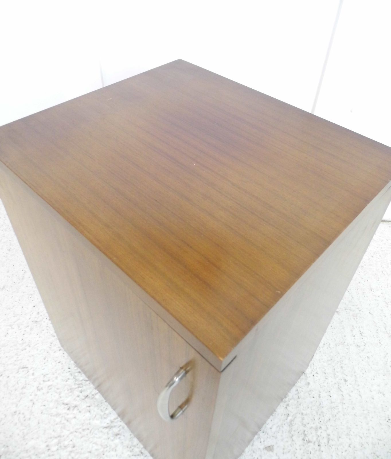 photo furniture Vintage Midcentury Stag Furniture Bedisde Cabinet Walnut Finish 1950s