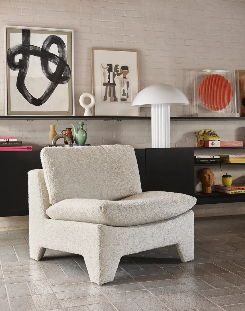 Hkliving Retro Lounge Fauteuil   Boucle Cream Cream Perfect Condiiton