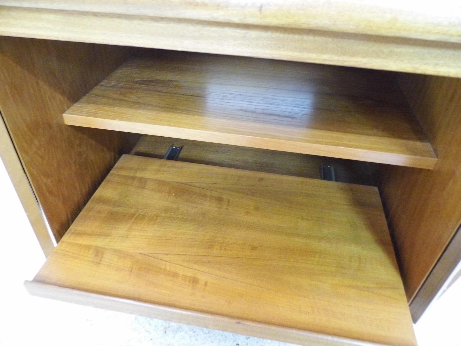 Vintage Teak Nathan Parker Knoll Tv Stand Cabinet Square Doors Hairpin Legs photo vintage